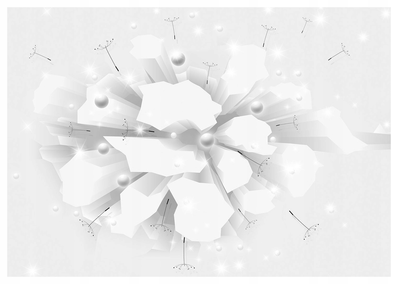 Vliesová fototapeta Květiny a abstrakt Šedé sféry světla 416x290 lepidlo