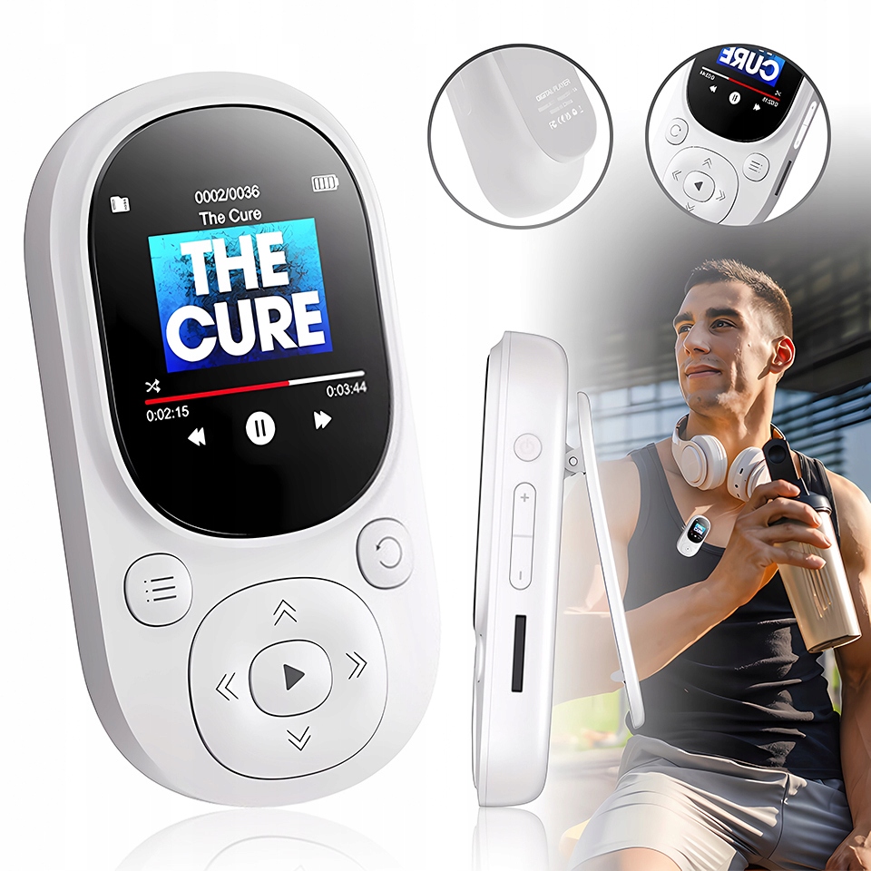 Odtwarzacz MP3 Muzyki Bluetooth Radio Fm 64GB Przenośny Audiobook Słuchawki