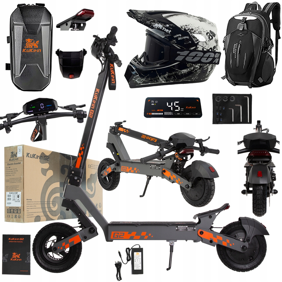 Kukirin G2 2026 Nové skládací elektrické vozidlo 1200W 45KM/H 15Ah 48V 10"