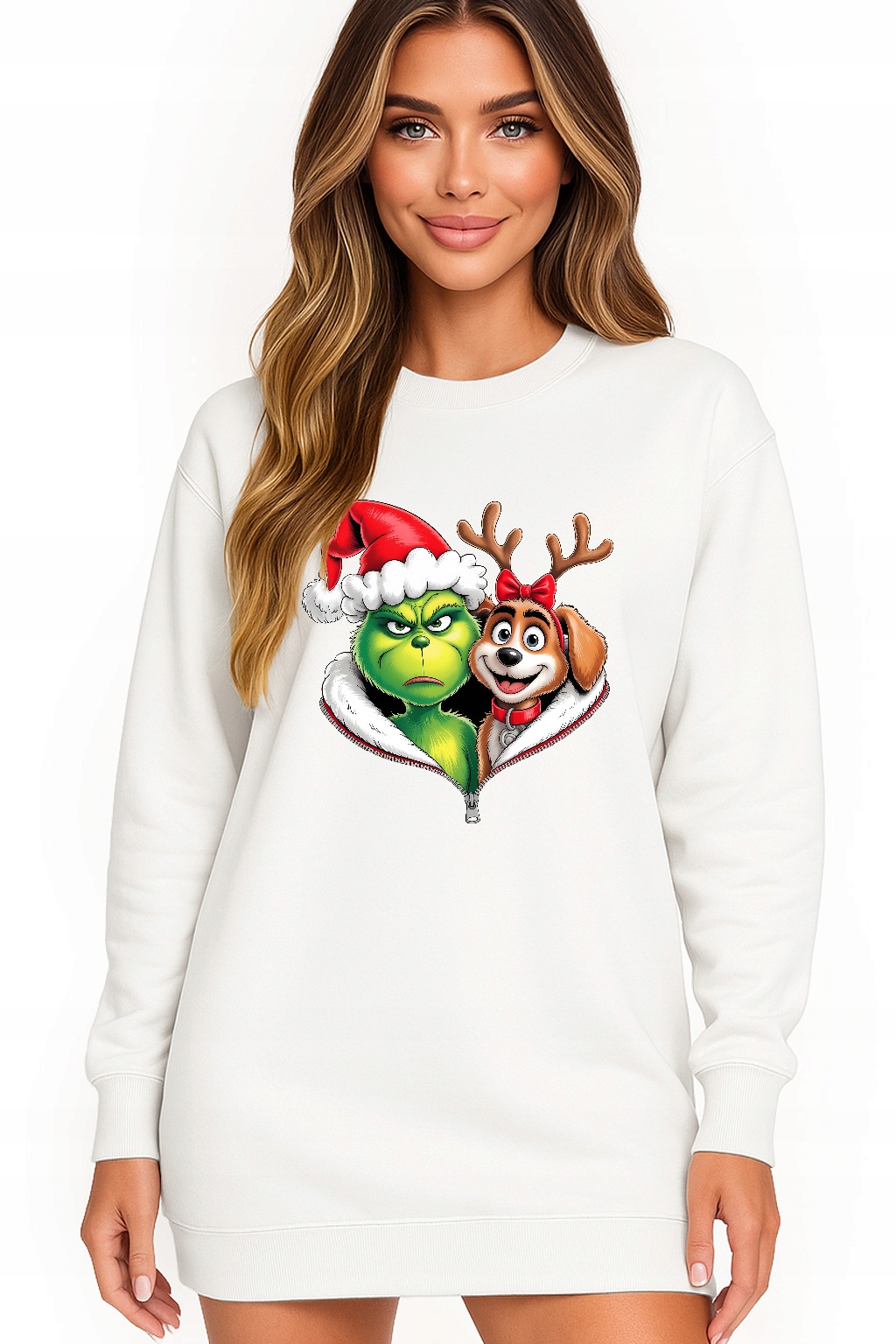 Mikina Vánoční Oversize Šaty Grinch Sob Dárek Vánoce L