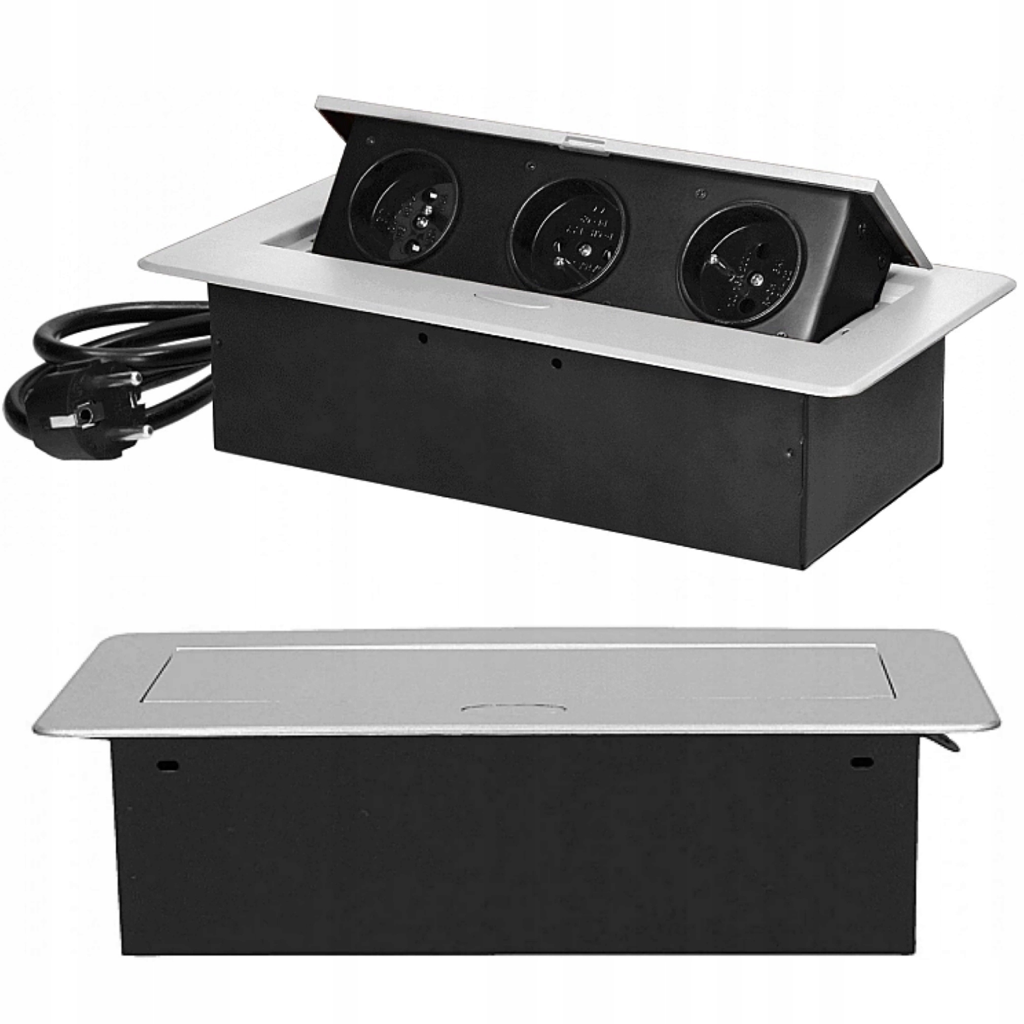 Orno Zásuvka na stůl sklopná do 3-hranné desky s uzemněním, kabel, bílá