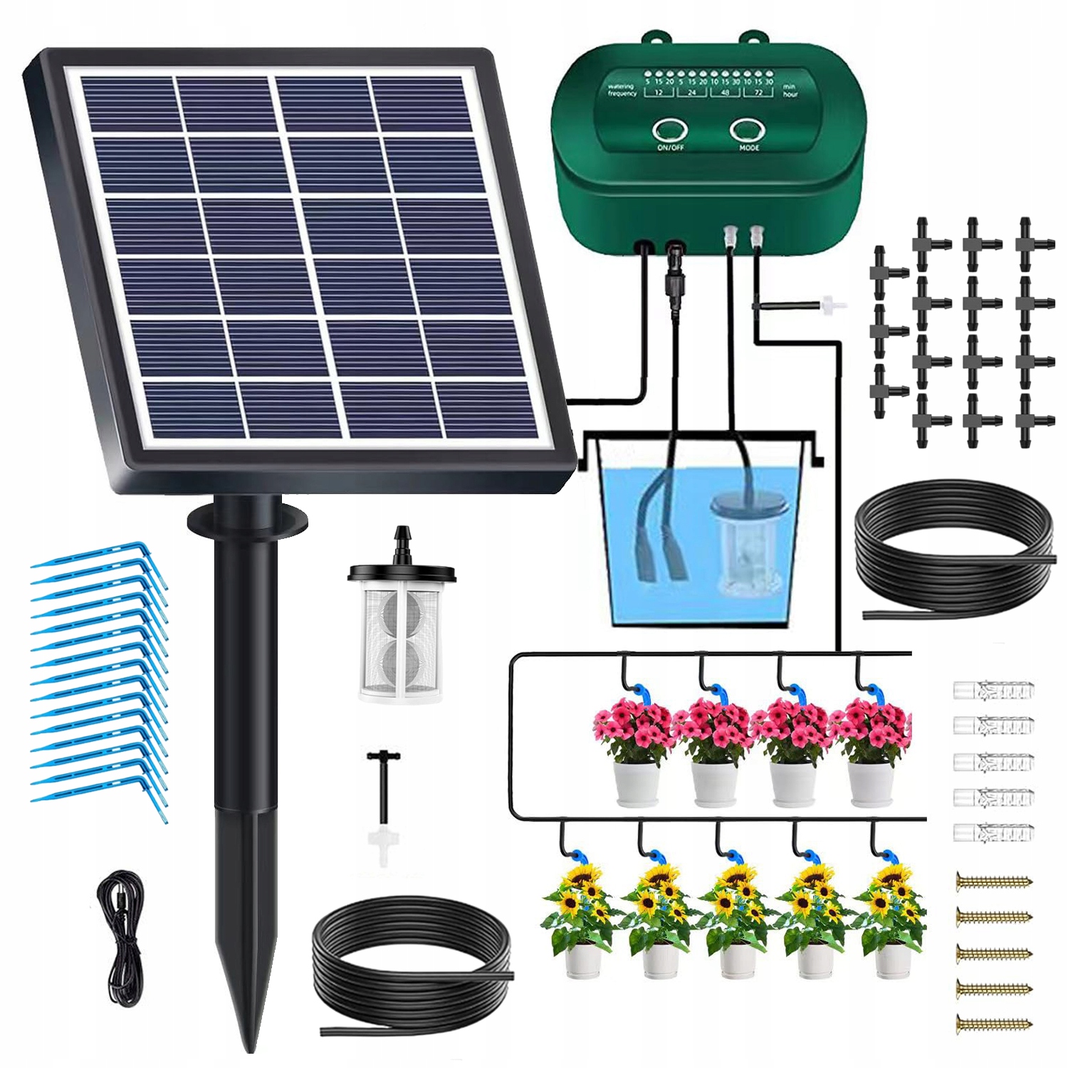 Solarny System Nawadniania 12 Trybów Automatyczne Podlewanie Do Ogród