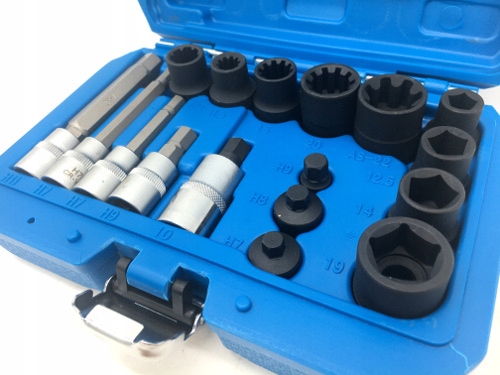 Set of sockets for Brake calipers 17 pcs