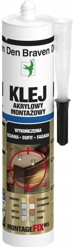 Den Braven Klej Montagefix-MX Do Paneli PCV Akrylowy Montażowy Biały 300ml