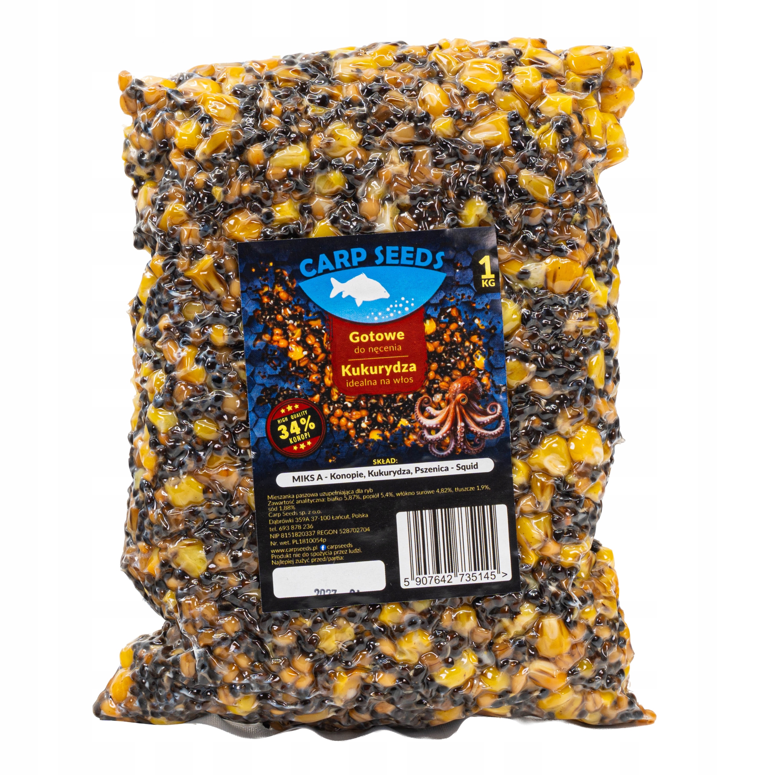 Mix A Ziaren Carp Seeds Konopie Pszenica Kukurydza Squid 1kg