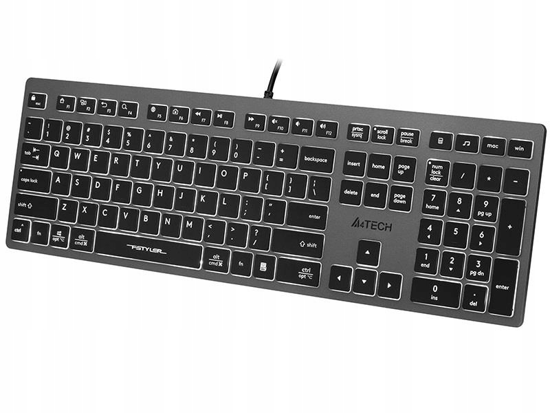 A4TECH Usb Fstylerová Klávesnica FX60H Pre Počítač S Podsvietením White Backlit