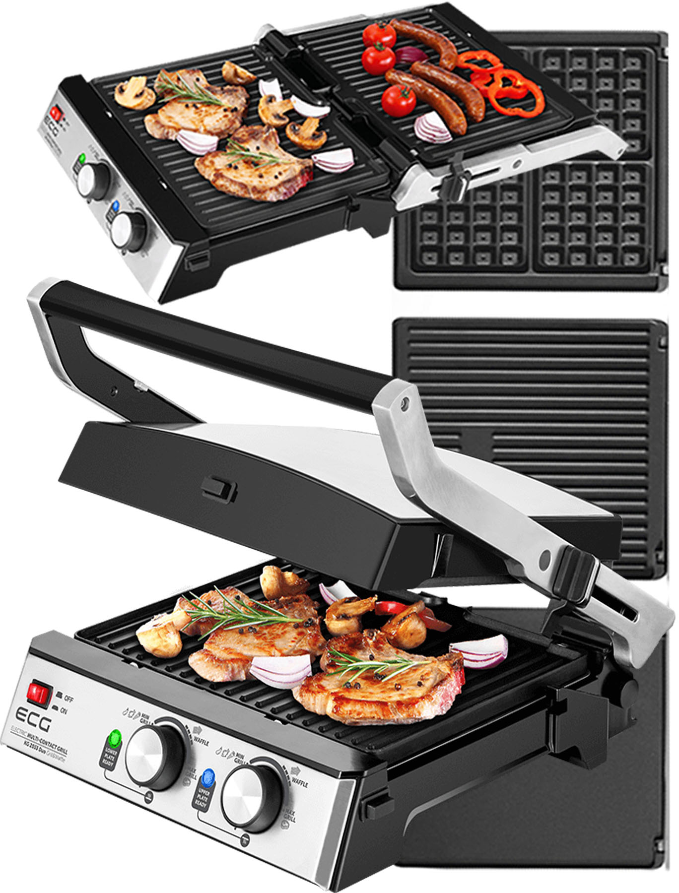 

Grill Elektryczny Pannini Gofry 3w1 2000W Solidny