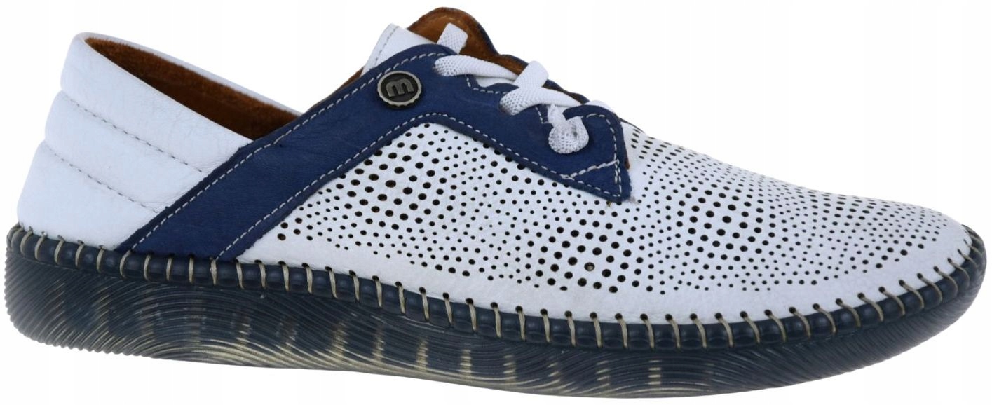 Dámské kožené bílé perforované šněrovací polobotky Manitu 840074-05 VEL.41