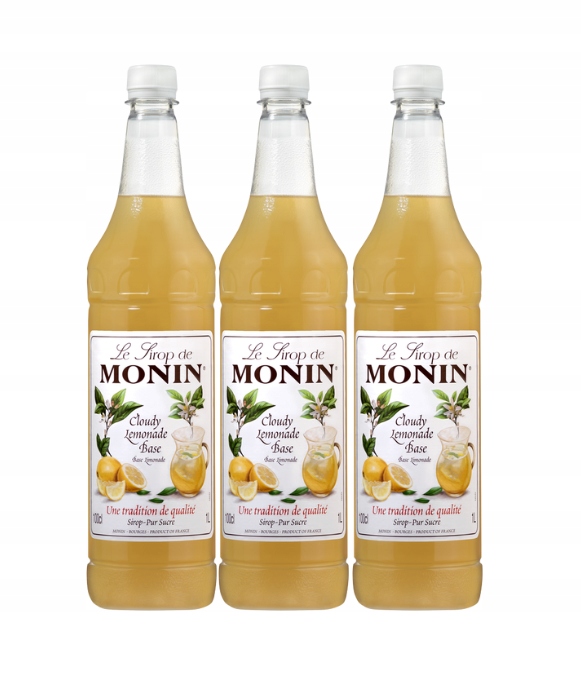 Monin Cloudy Lemonade Baza Lemoniady 1L Pet Zestaw 3 Butelek x 1L