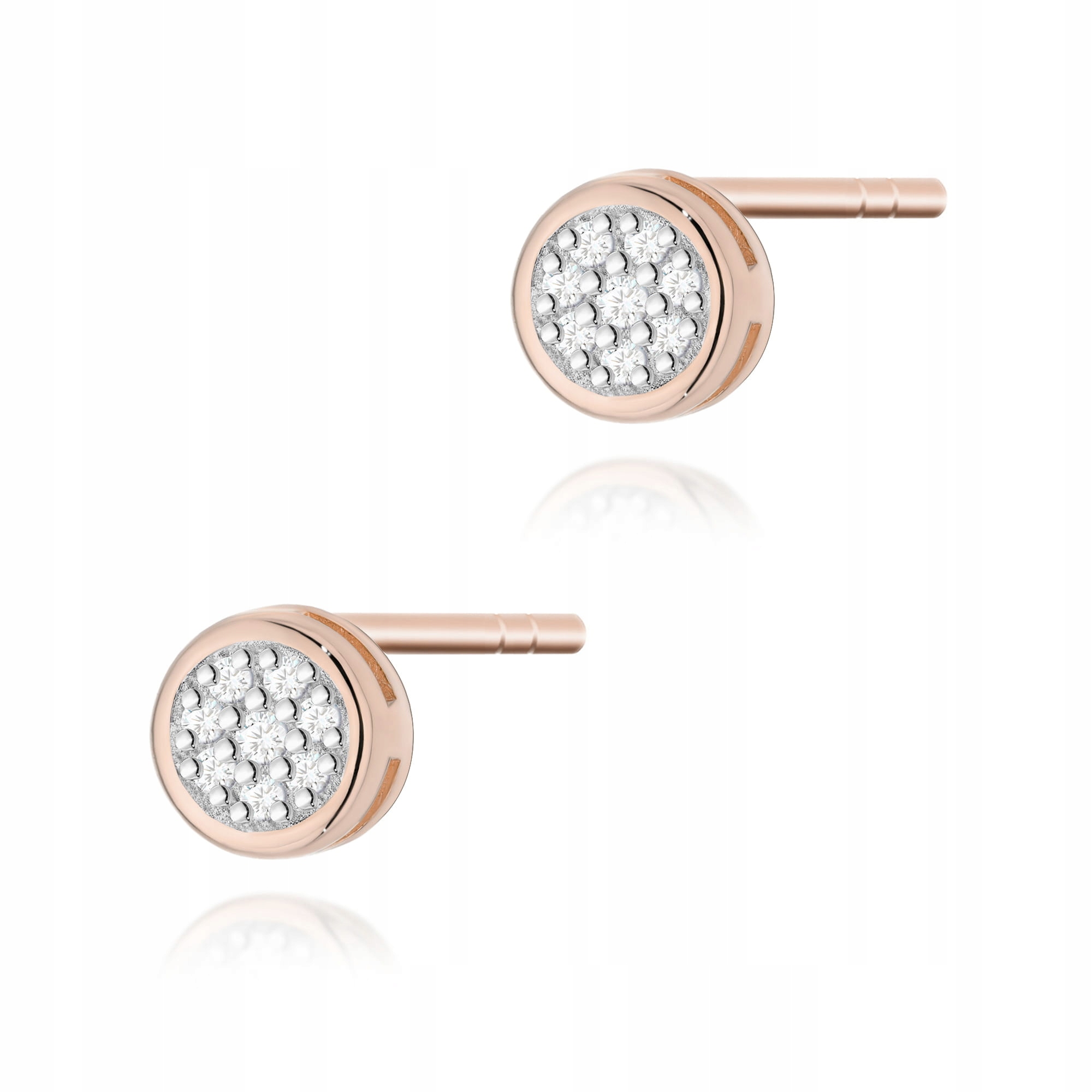 Dámské náušnice 585 s diamanty růžové zlato lesklé elegantní 14k