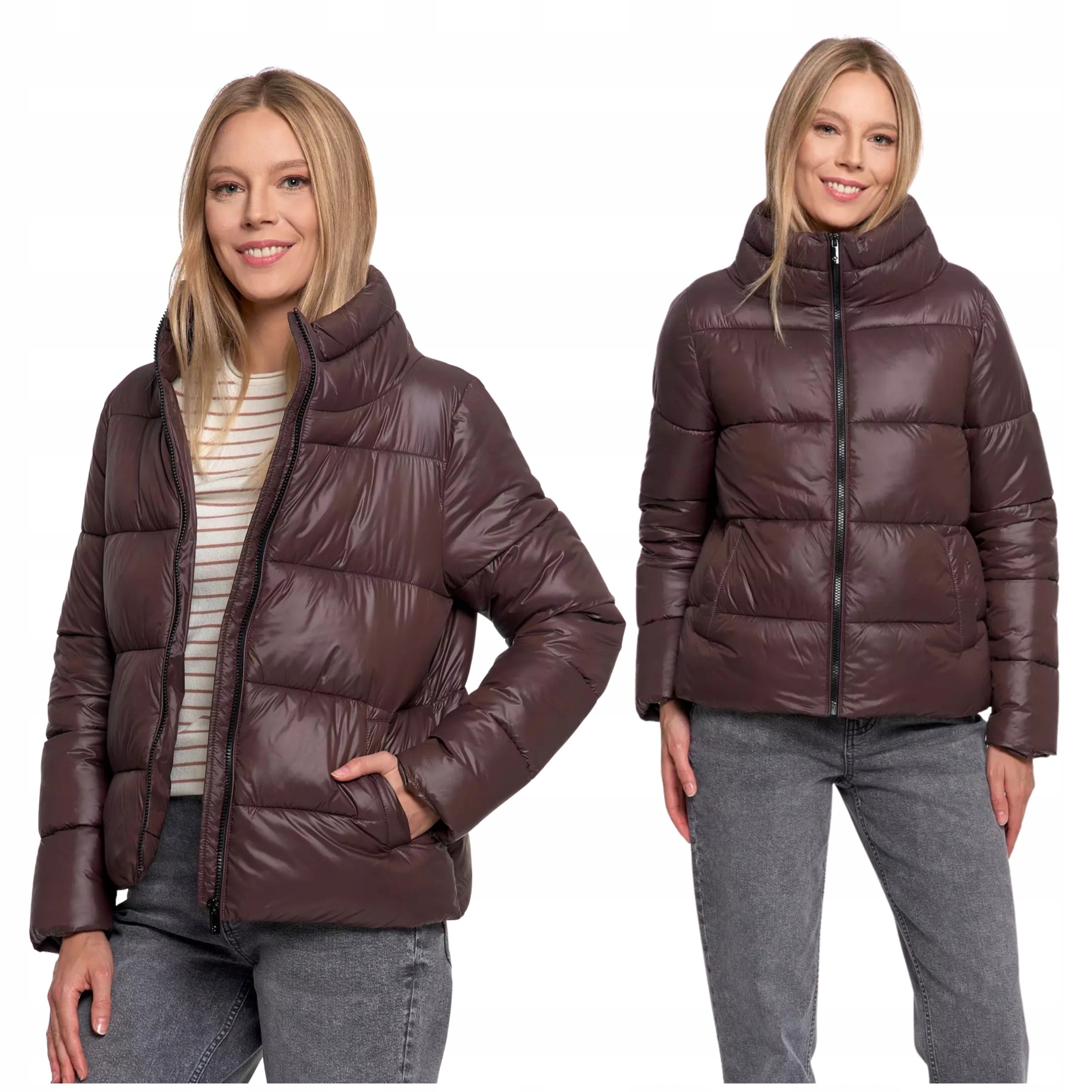 Krátká Dámská Prošívaná Bunda Bez Kapuce Na Podzim Teplá Moraj XXL