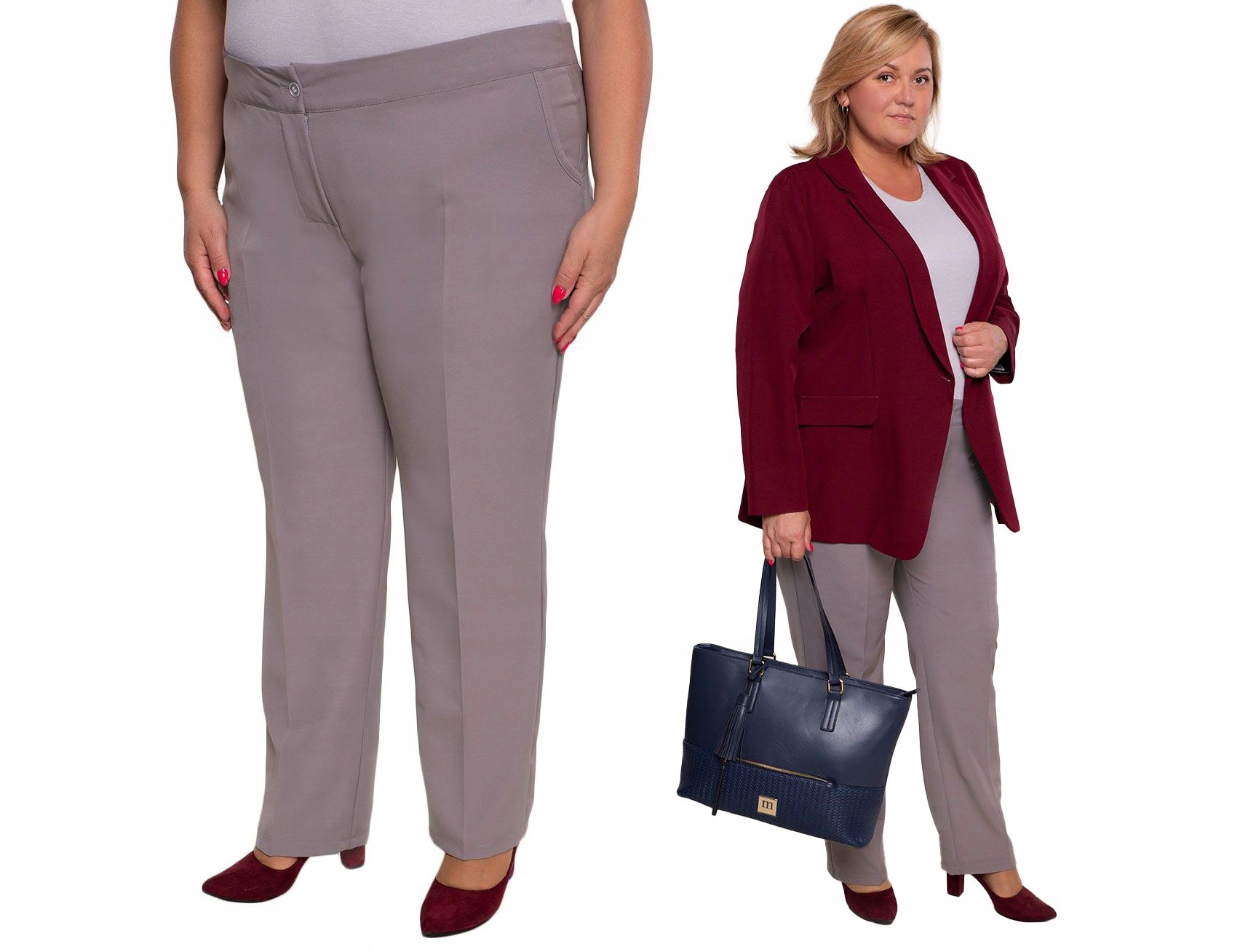 Návštěvní kalhoty v odstínu světle šedé barvy, velikost 54