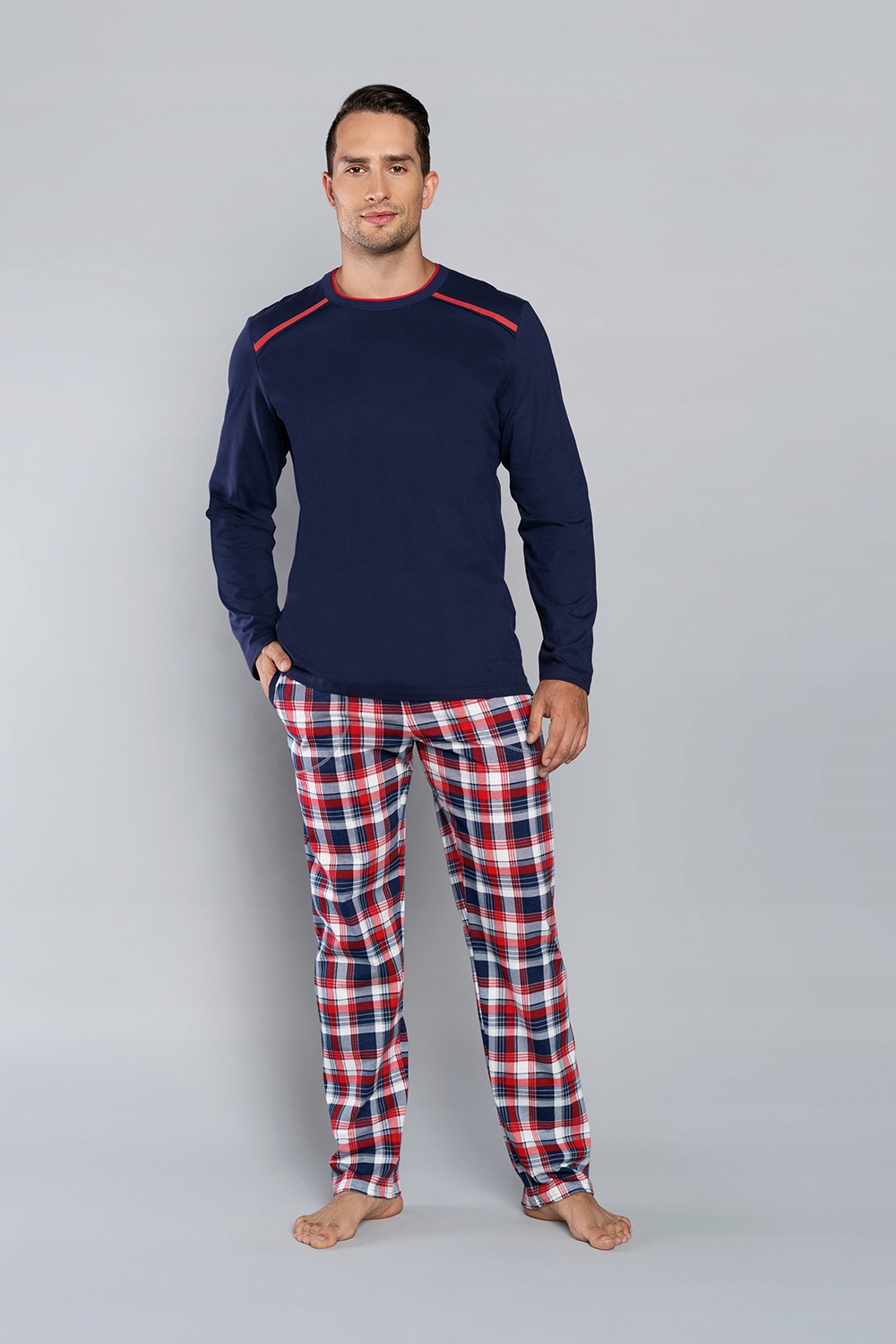 Pánské pyžamo Oland délka námořnická modrá/potisk r M Italian Fashion