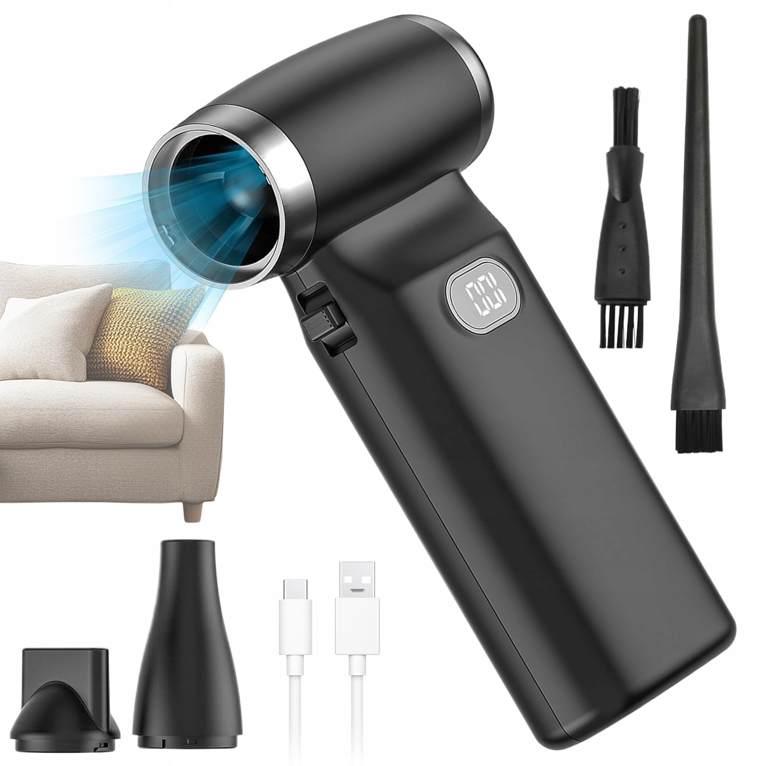 Dmychadlo Mini Turbo 100 Úrovní Air Duster Usb Na Prach 110000 Ot/min