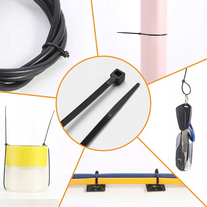 MOCNE OPASKI ZACISKOWE KABLOWE TRYTKI TRYTYTKI CZARNE TAŚMA 4.8x300 100szt Rodzaj opaska kablowa