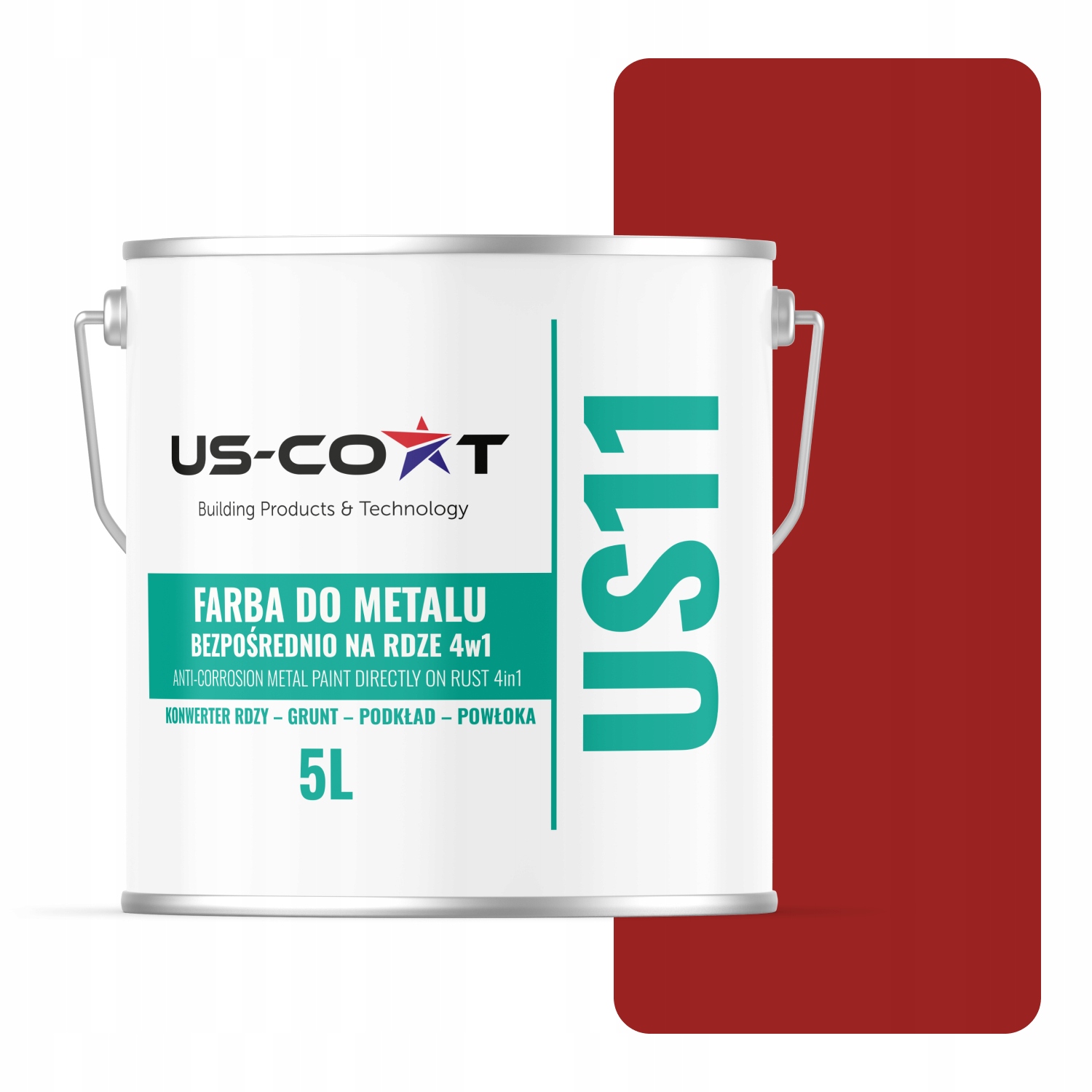 Antikorózna Farba Na Kov Na Hrdzu Červená Karmínová RAL3002 Saténová 5 L