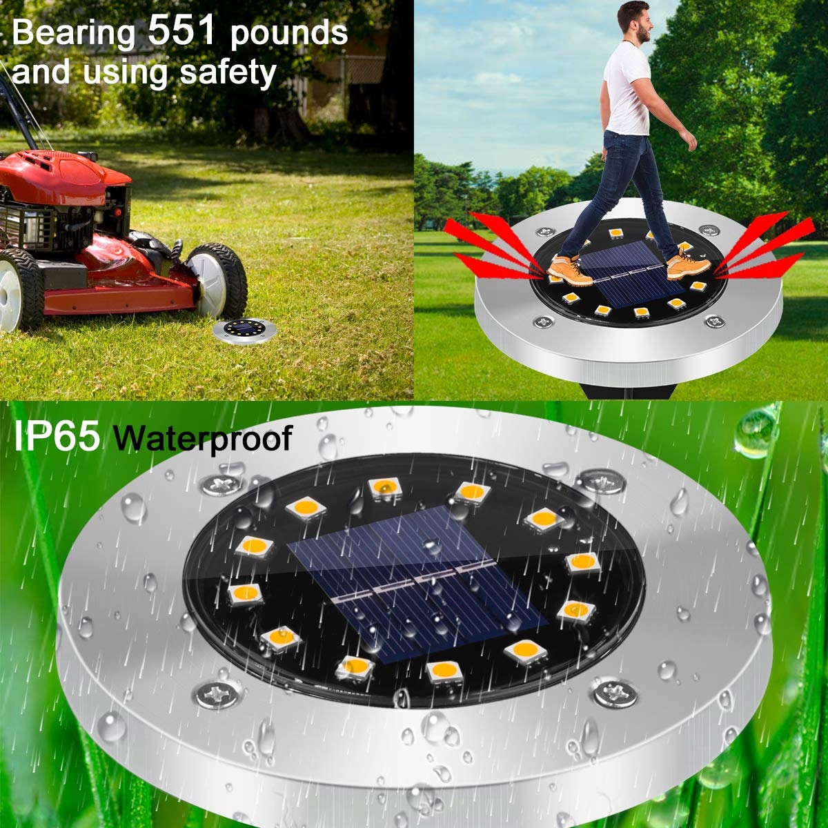 GREPRO Lampy Solarne 12 LED IP65 Wodoodporne Do Ogrodu — miniatura 5
