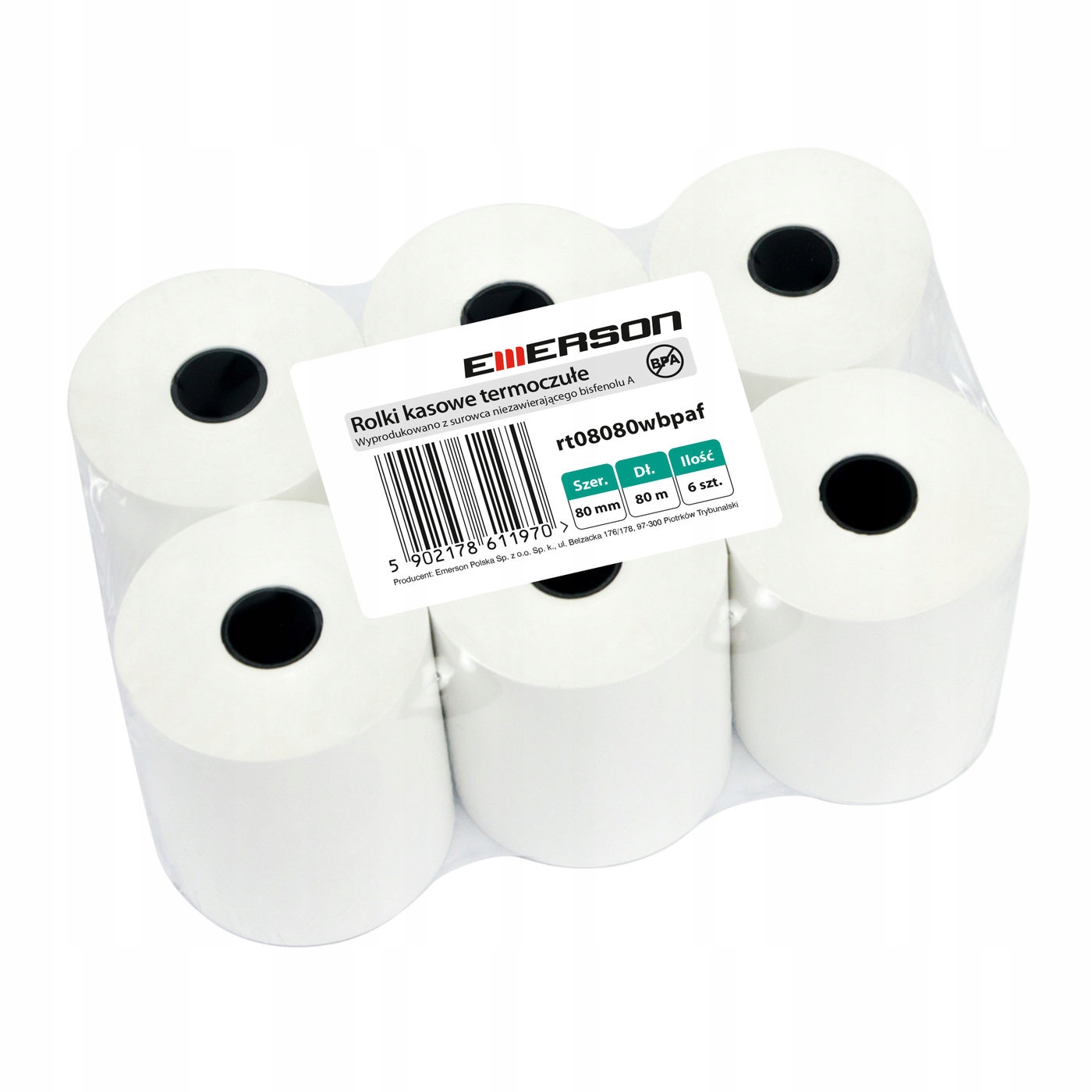 

Rolka termiczna Emerson 80mm x 80m 50+/-6g/m2 6szt
