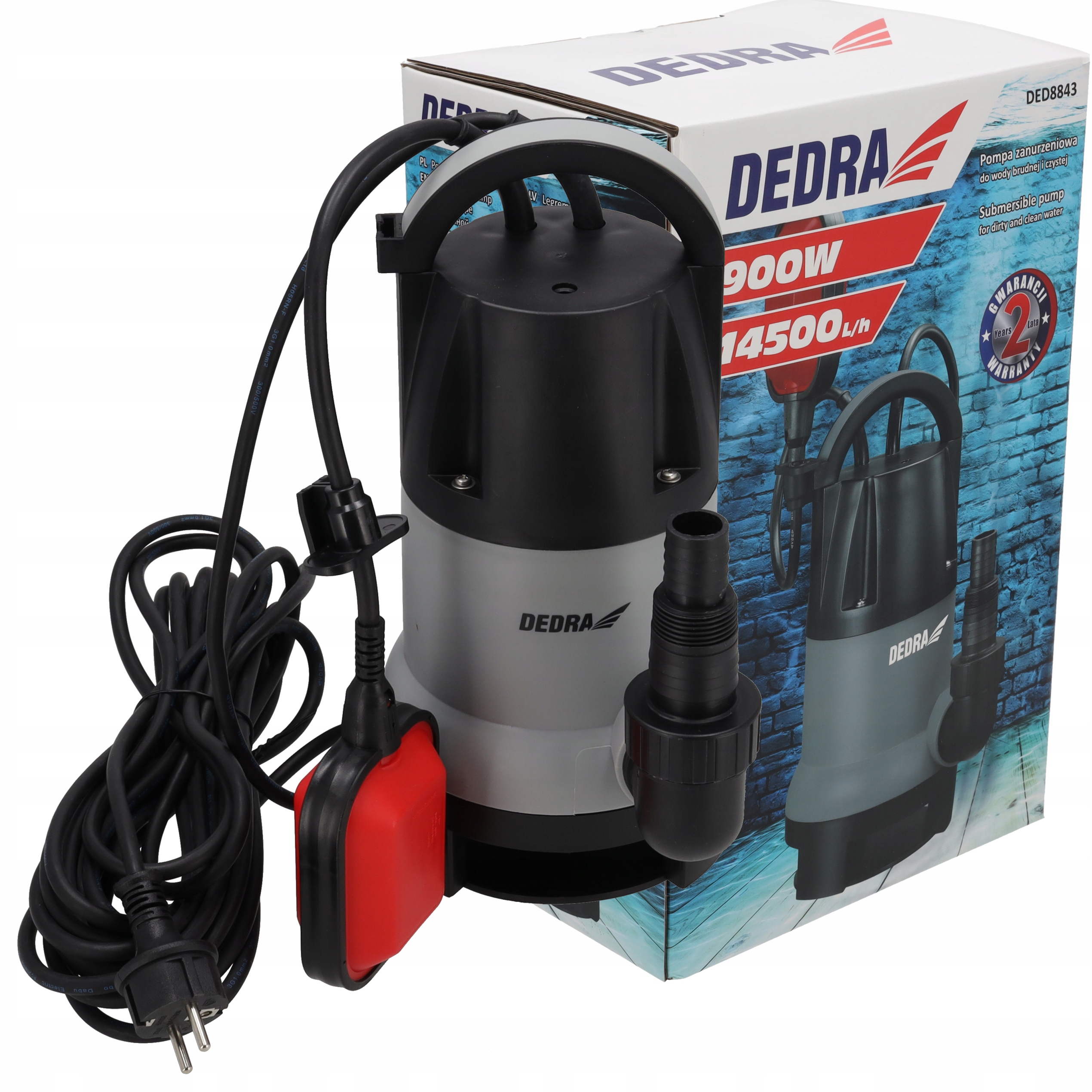 Pompa Zanurzeniowa Dedra do brudnej i czystej wody Zatapialna pływak 900W