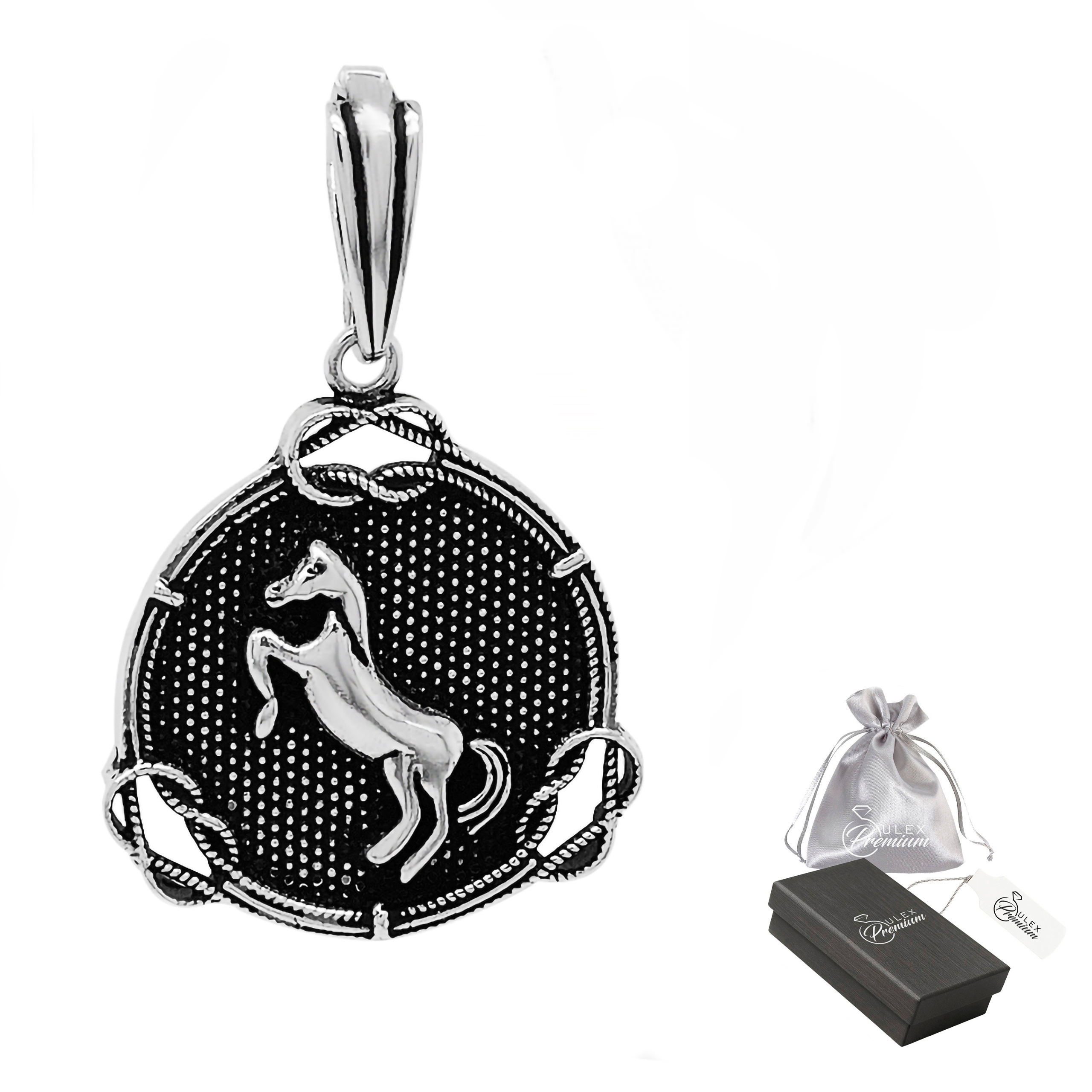 Přívěsek stříbro ryzost 925 Elegantní oxidovaný pánský přívěsek s koněm