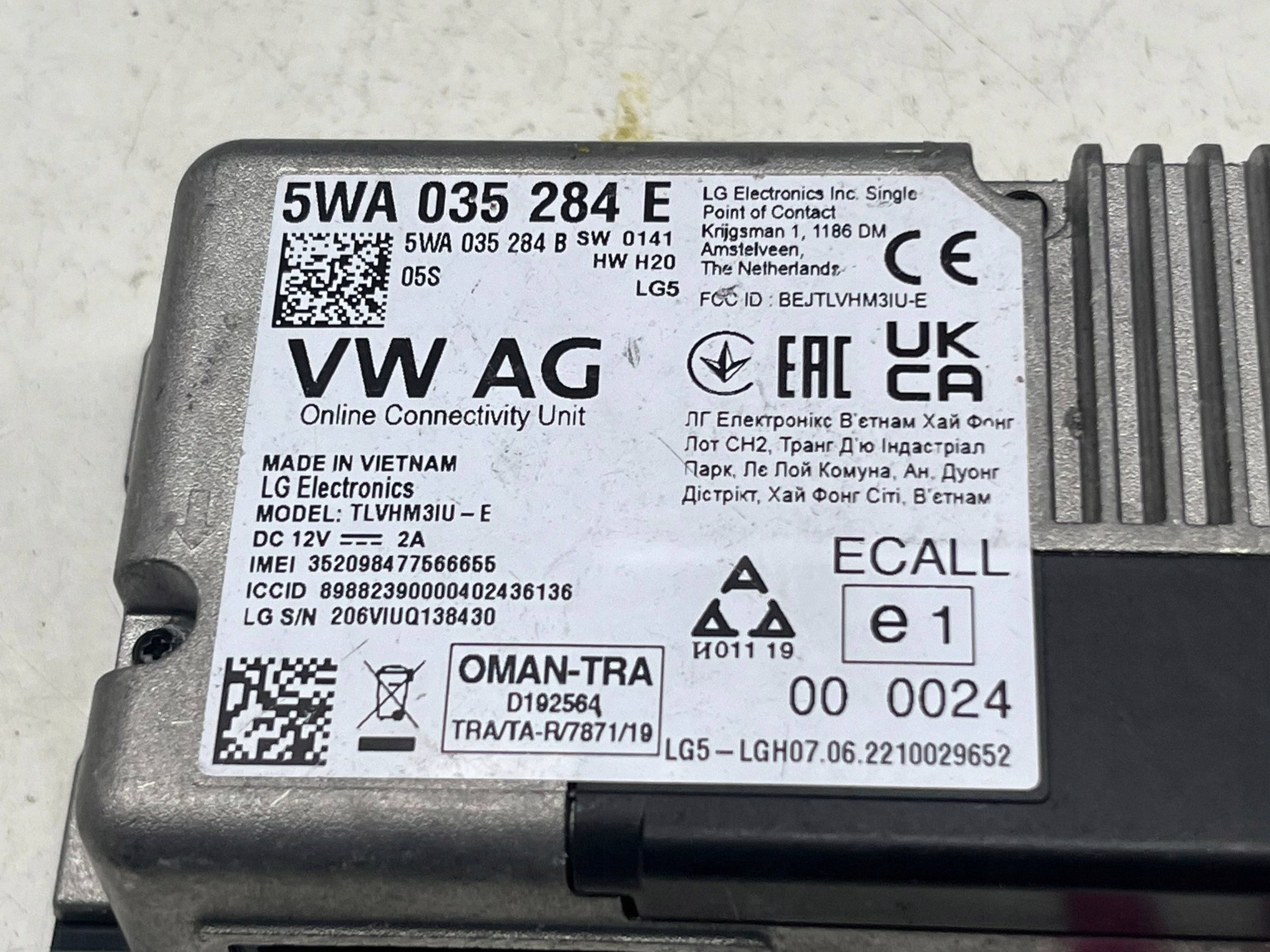 VOLKSWAGEN module control unit KOMFORTU 5WA035284E @M
