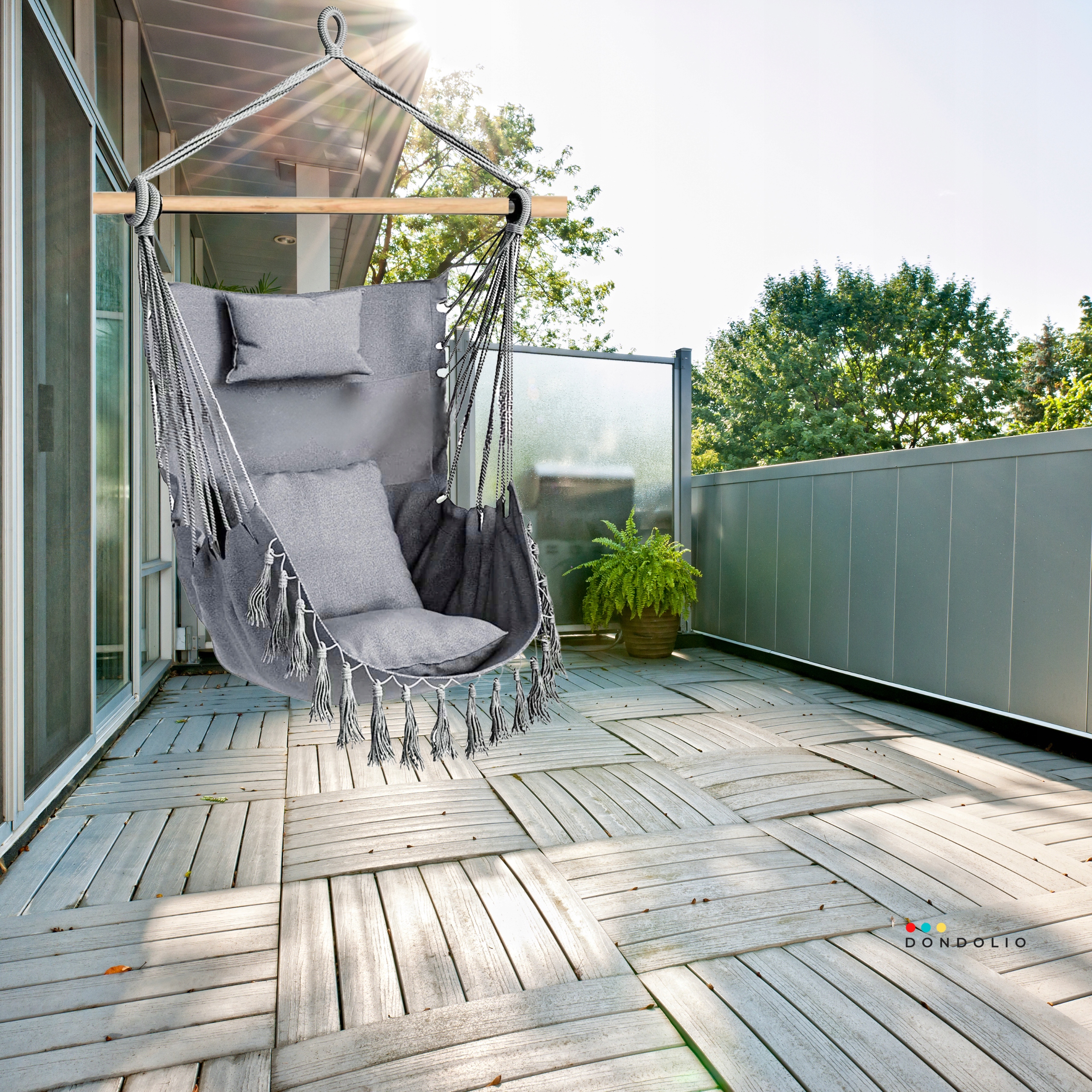 FOTEL WISZĄCY KRZESŁO BRAZYLIJSKIE HUŚTAWKA HAMAK + 3 Poduszki Dondolio Model DONDOLIO