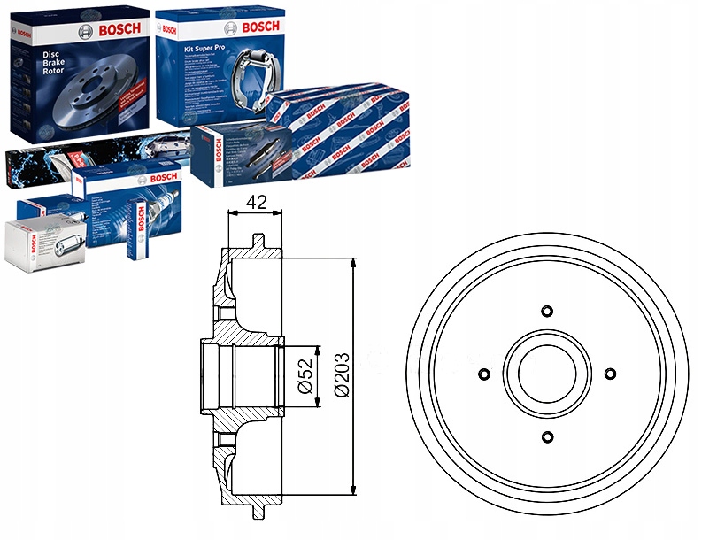 BOS0 201/RS7 - BOSCH КОМПЛЕКТ ГАЛЬМІВНИХ БАРАБАНІВ BOS, 0 986 477 20