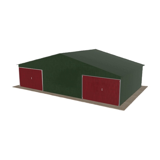 Plechová garáž 10x6 m dvoupolohová, dvoupolohová, zelená