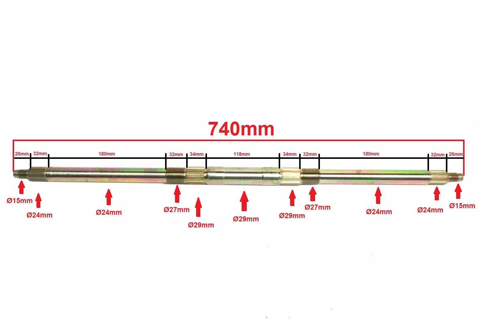OŚKA TYŁ ATV 125 740mm BRI Producent WZMOTO