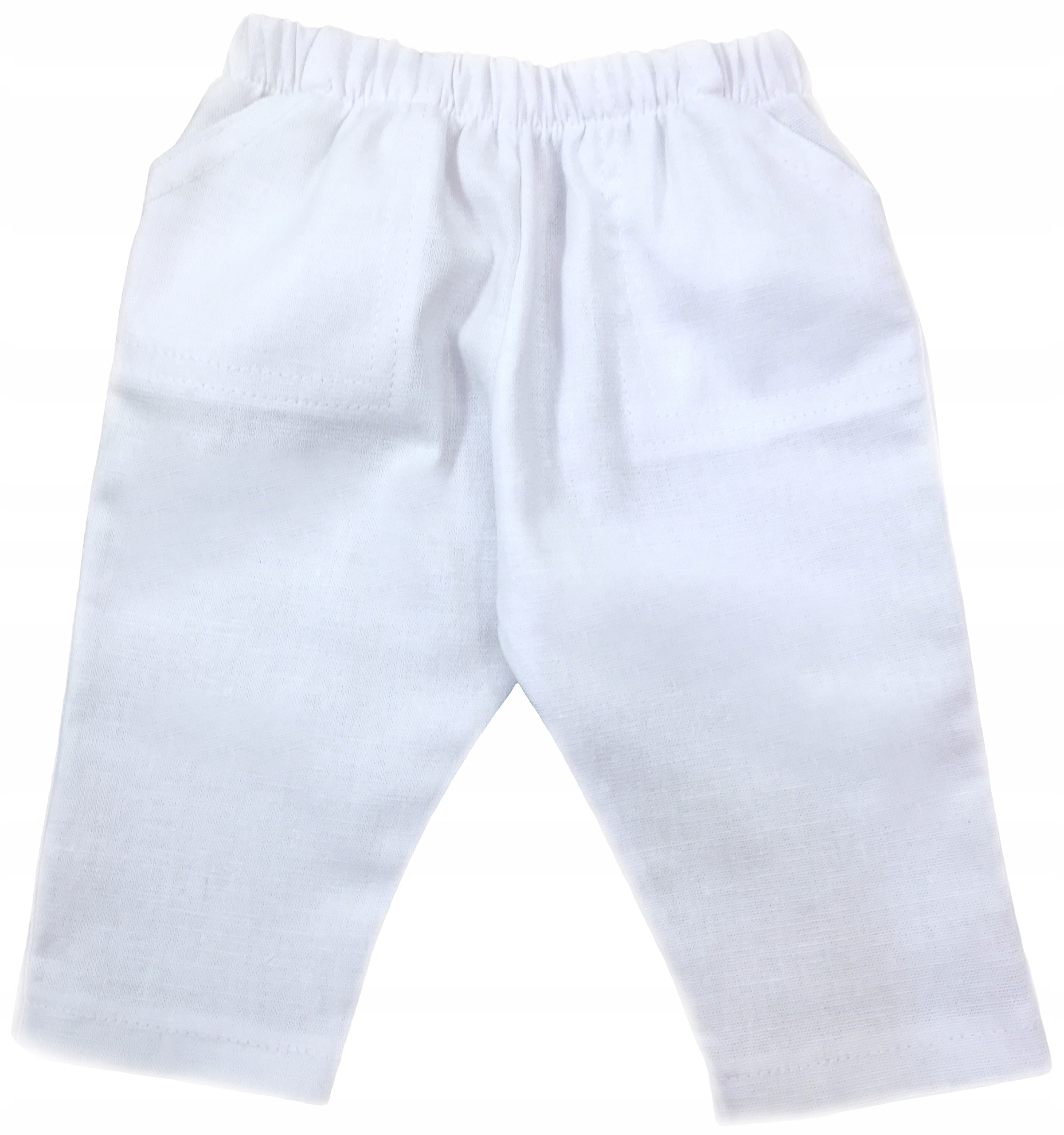 SPODNIE wizytowe białe lniane 86 cm 12-18 m len