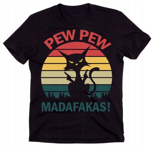 

T-shirt koszulka z kotem zabawny nadruk roz XXL