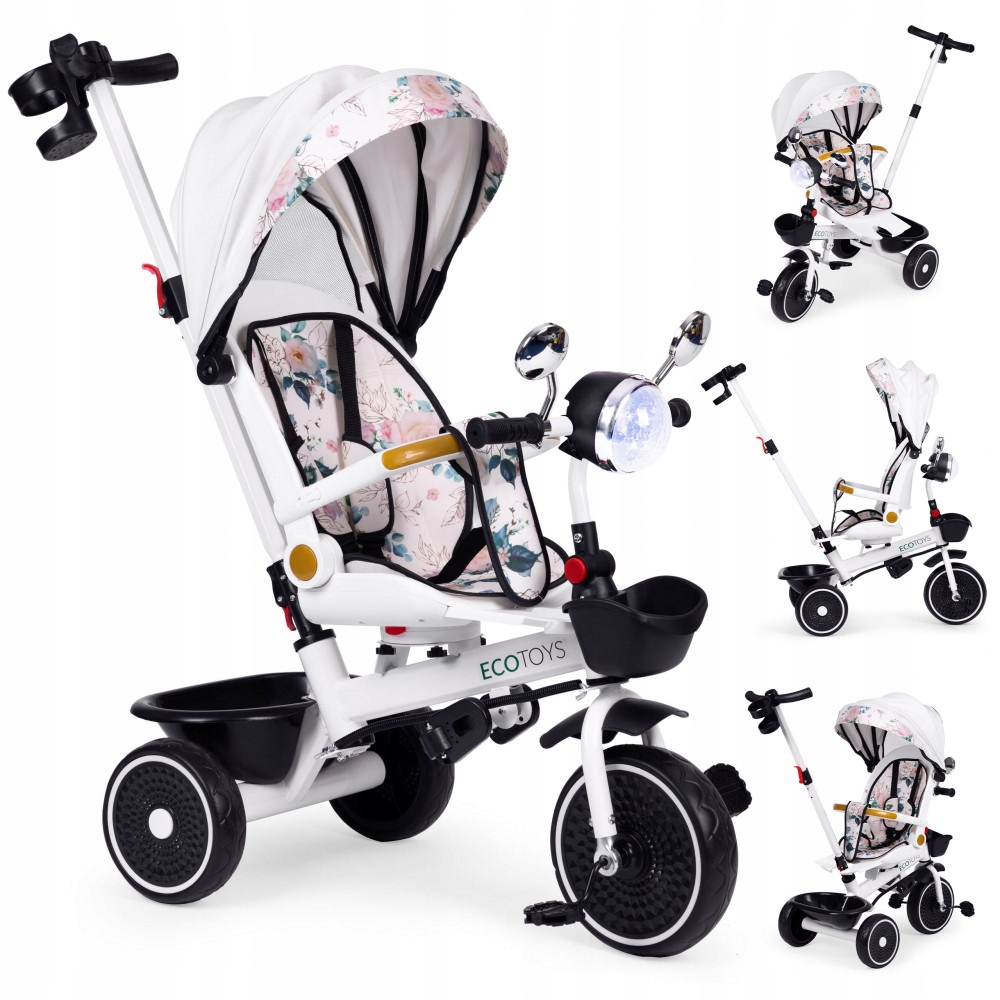 Rowerek Trójkołowy Ecotoys 360 Stopni Uchwyt Napój Lampka