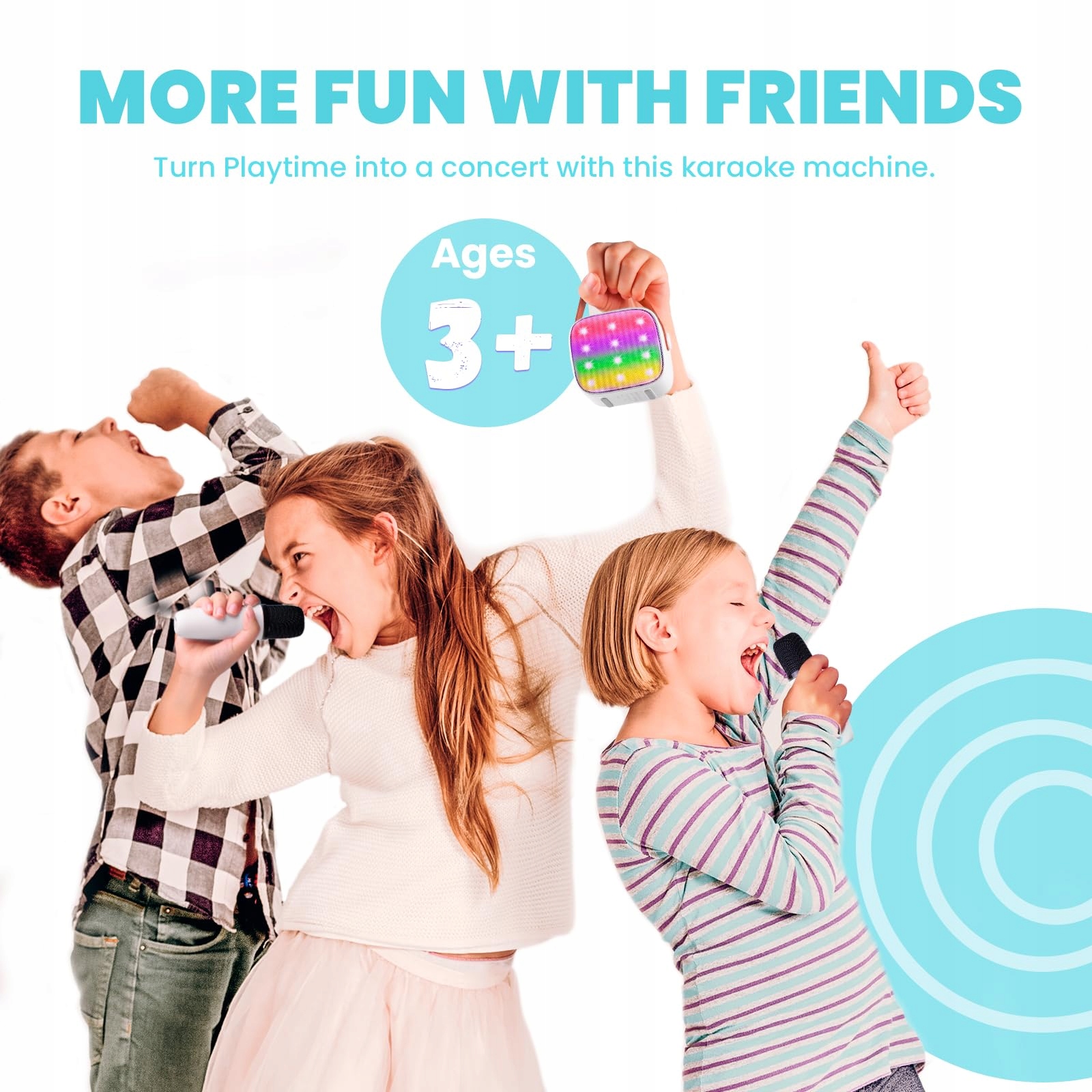 KINDER Karaoke Mikrofon Bluetooth LED Głośnik Dla Dzieci i Dorosłych — miniatura 8