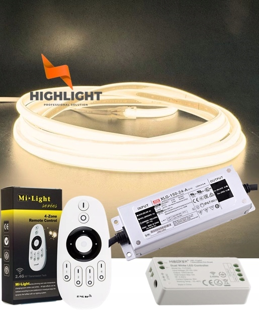 10 m Sada na fasádu Páska Neon Cob IP67 Biela 10W-24V Kontinuálna linka