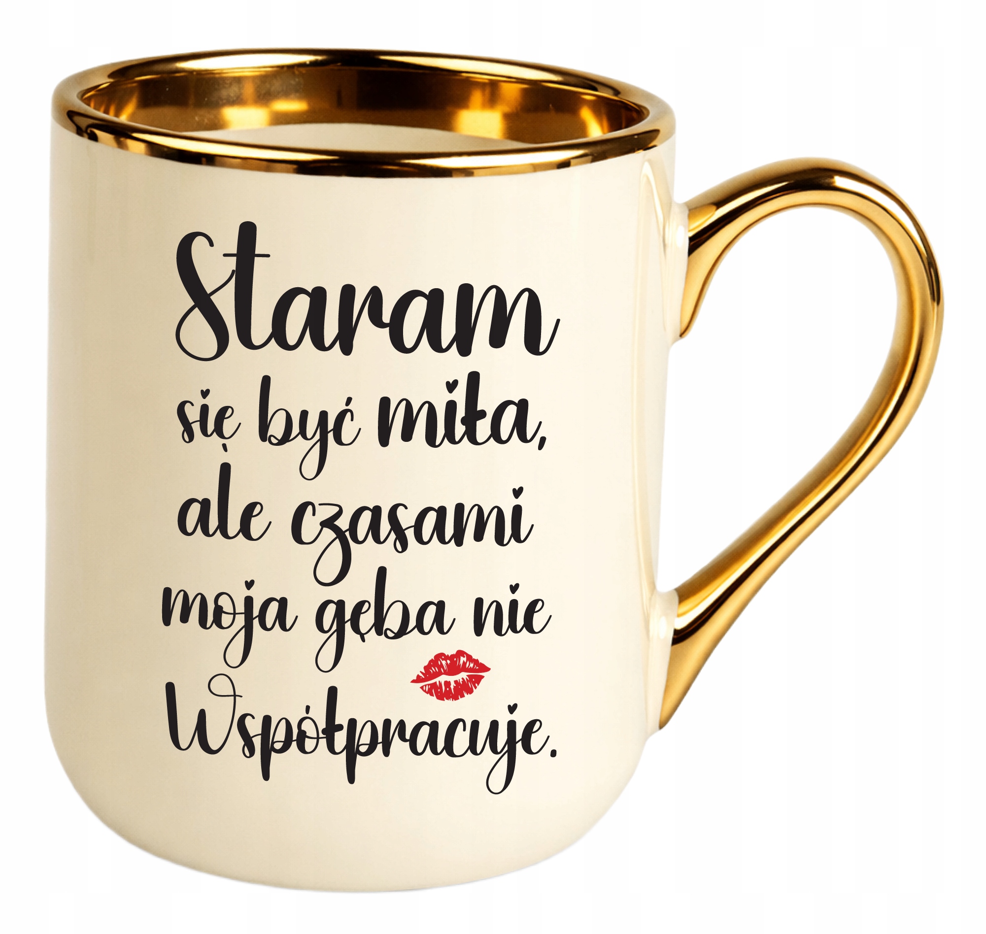 Kubek Elegant kremowy Staram Się Być Miła, Ale Czasami Moja Gęba urodziny