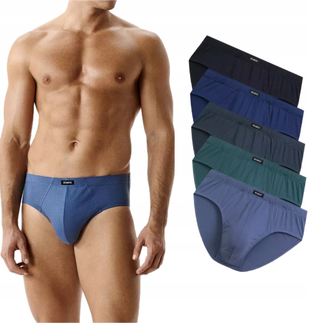 Slipy męskie Atlantic majtki 5-SZTUK 5SMP-003 Denj/gra/den/niec/ziej r. L