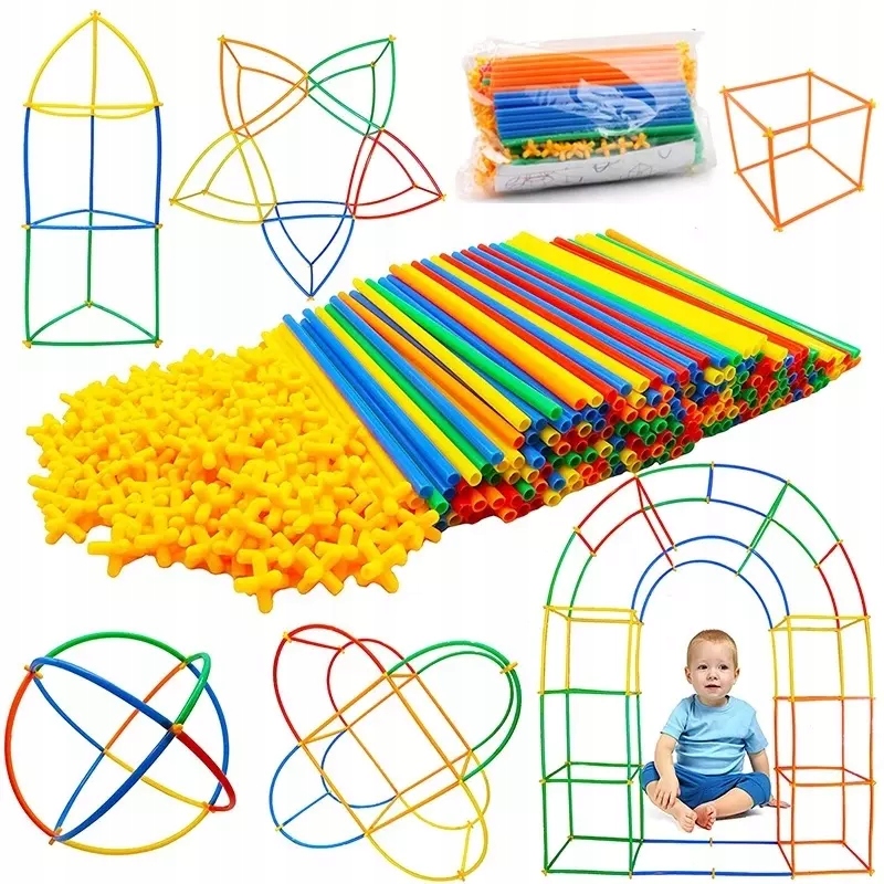 

Klocki Słomki Konstrukcyjne Rurki Patyczki 800 el.