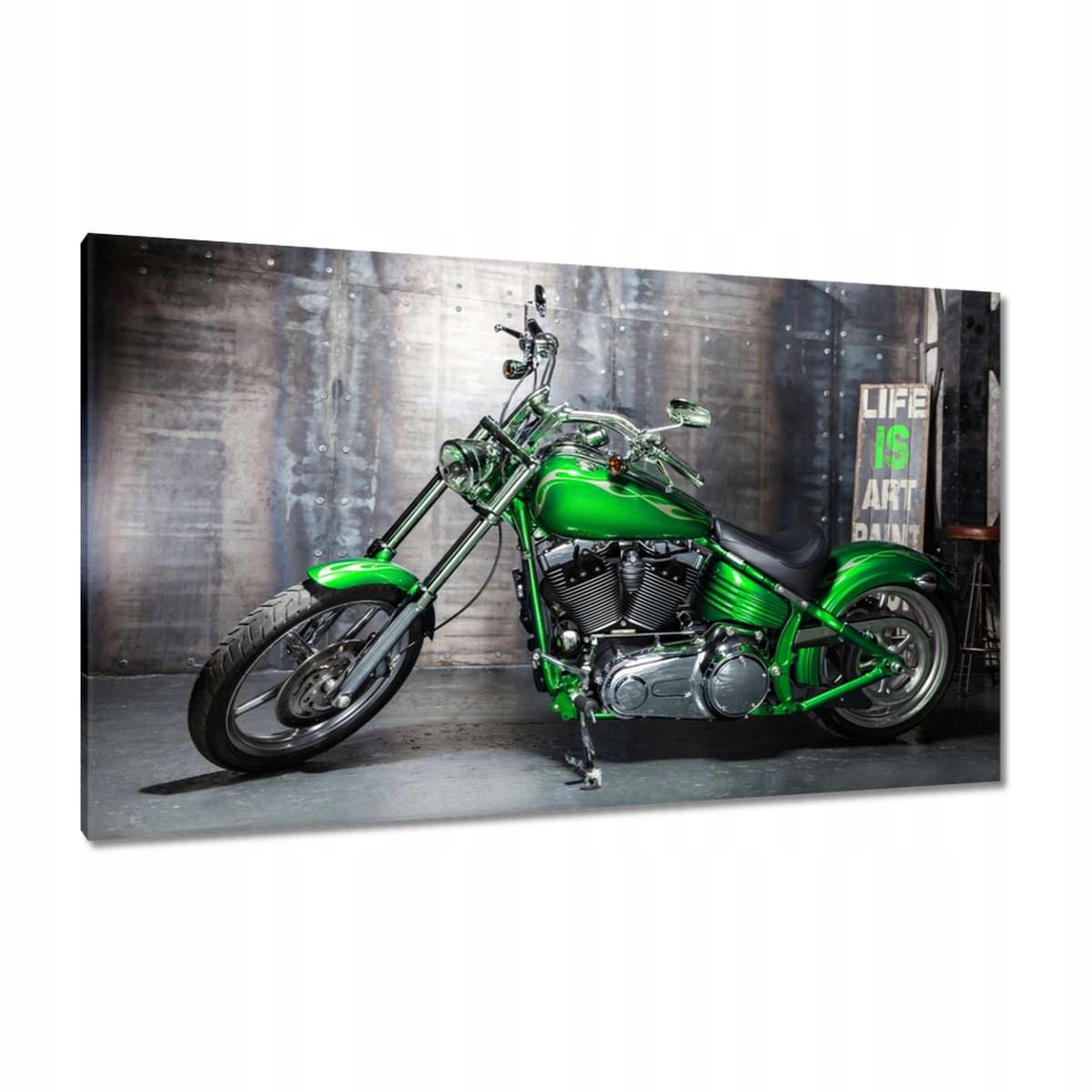 Obrazy 120x70 Zelený chopper Motocykl