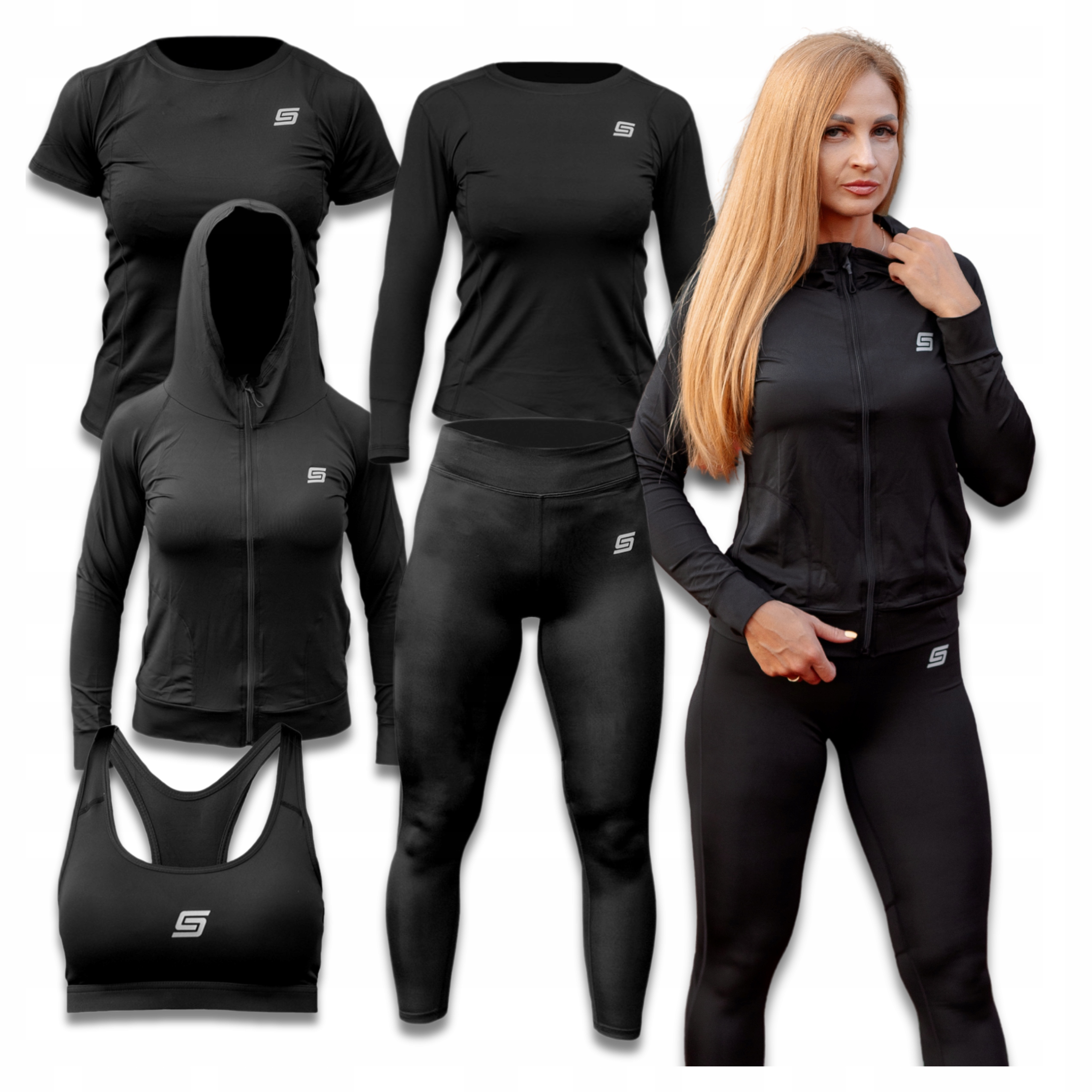 Koszulka damska Noir Fit 5w1 – bluza, top, stanik, legginsy na siłownię S