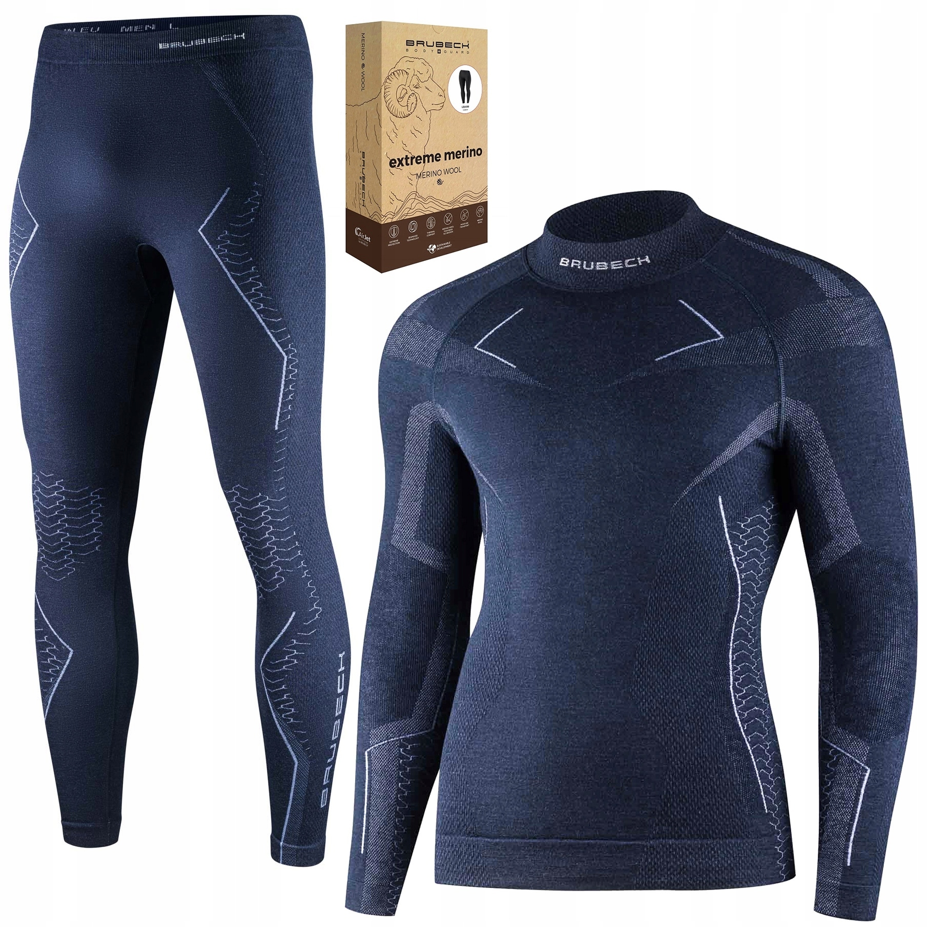 Vlněné Spodní Prádlo Brubeck Merino Pánský termoaktivní komplet Trekking XXL