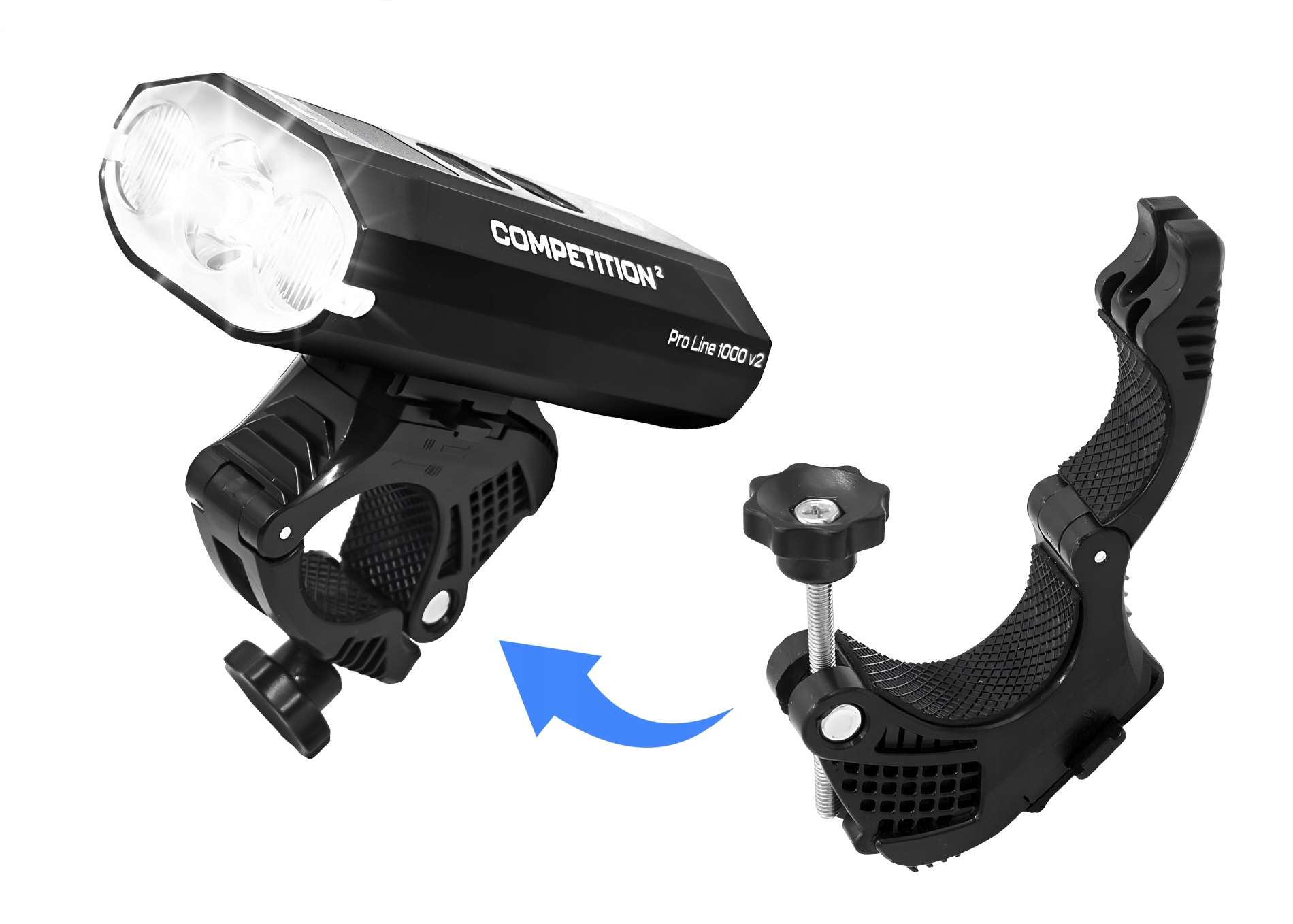 Lampka rowerowa światło PRZÓD Pro Line 1000 v2 na kierownice 5200 POWERBANK Model EVI Light COMPETITION2 pro line