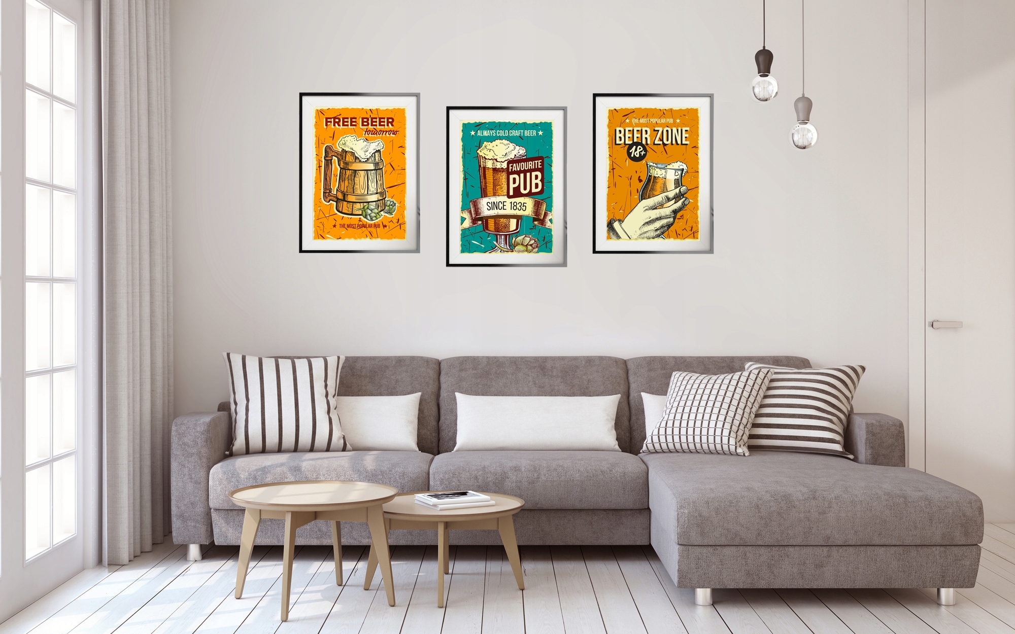 Zestaw plakatów obrazy plakaty A3 retro piwo beer Tematyka kulinaria sztuka inna tematyka