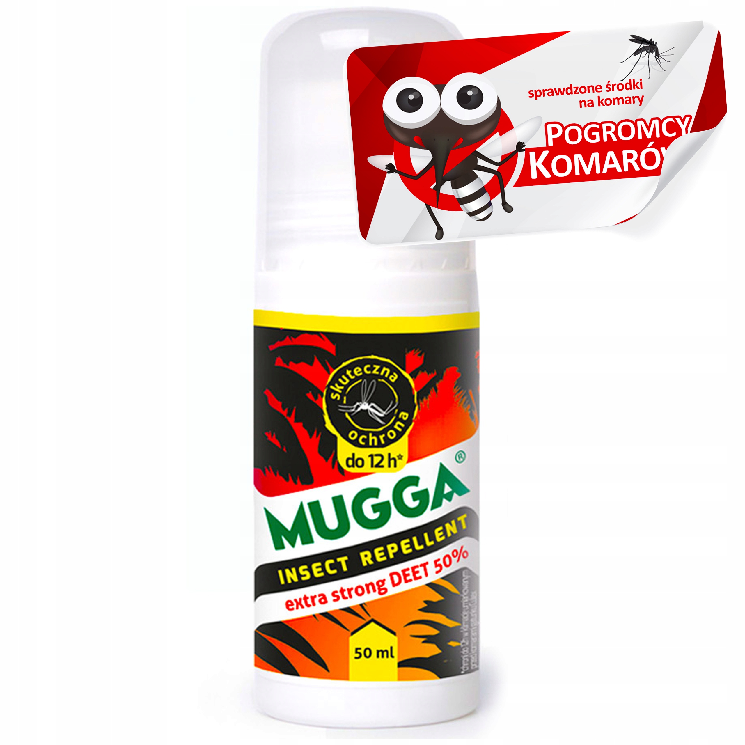 NA KOMARY KLESZCZE MUGGA ROLL-ON EXTRA STRONG 50% DEET CZERWONA TROPIKALNE