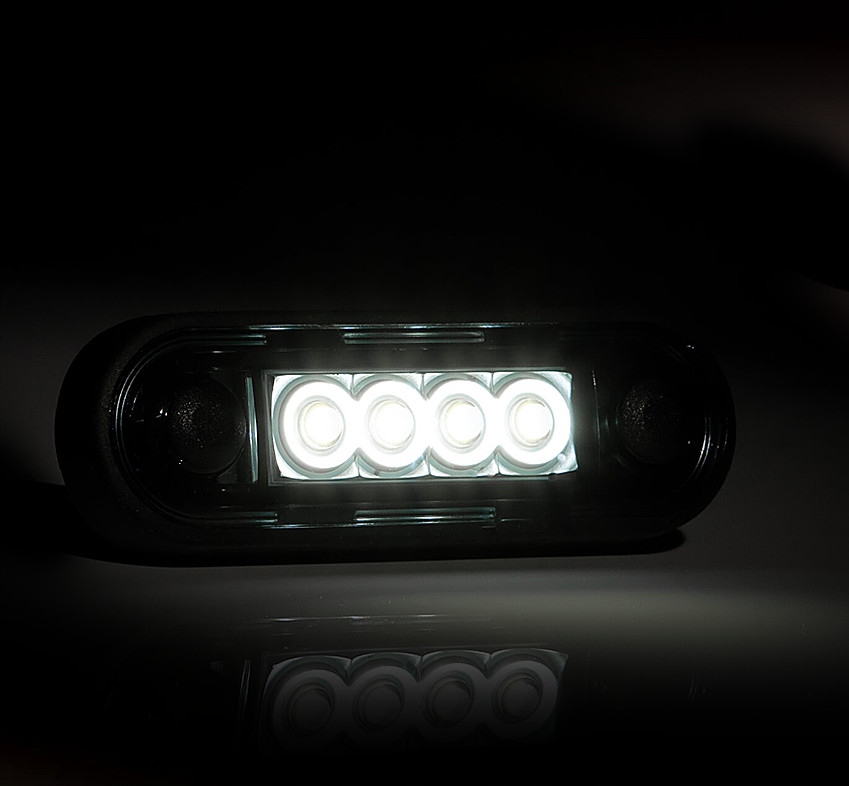 Lampa obrys LED biała krótka dymiona na płasko lub rurę