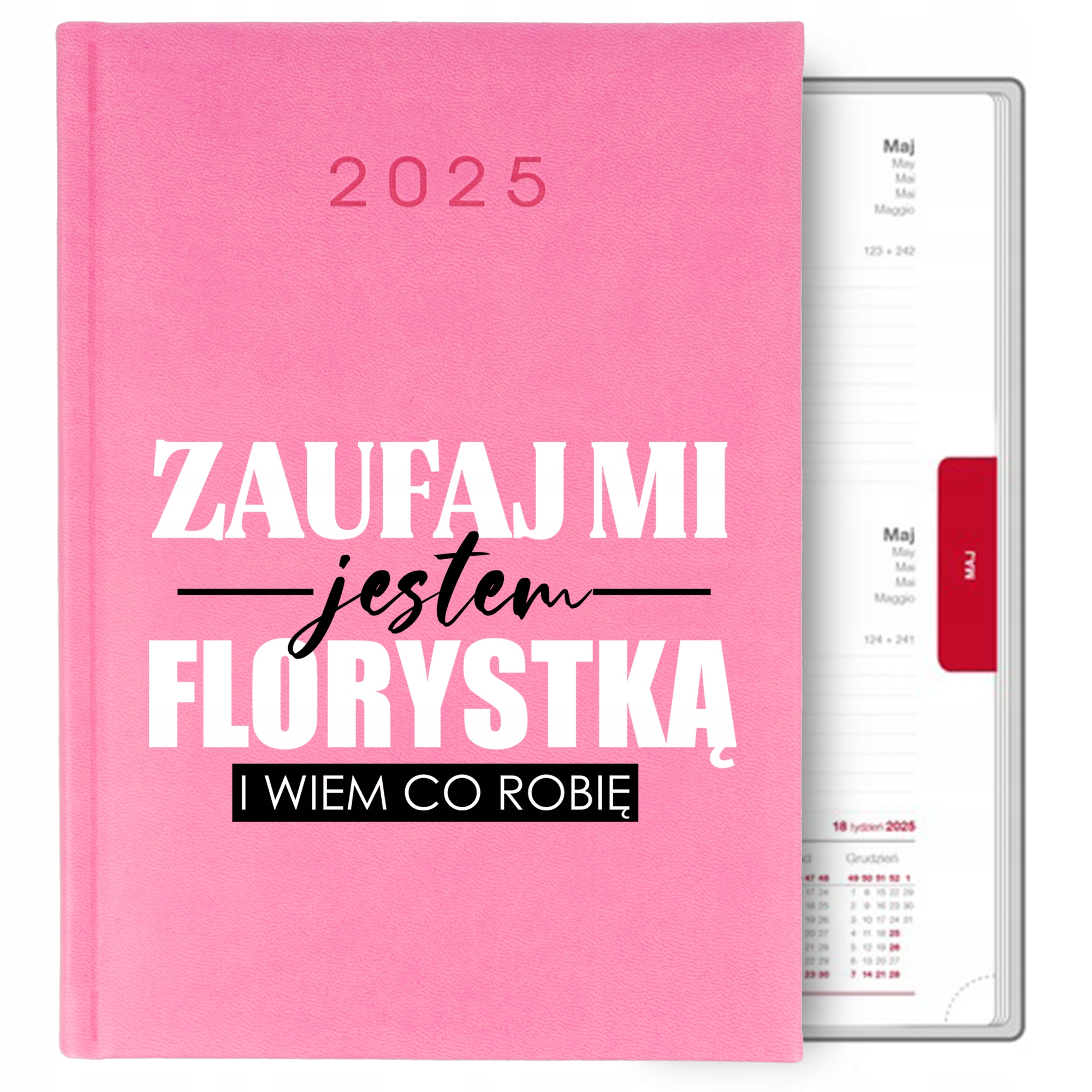 KALENDARZ RÓŻOWY TERMINARZ DZIENNY A5 2025 PREZENT DLA FLORYSTKI MIX