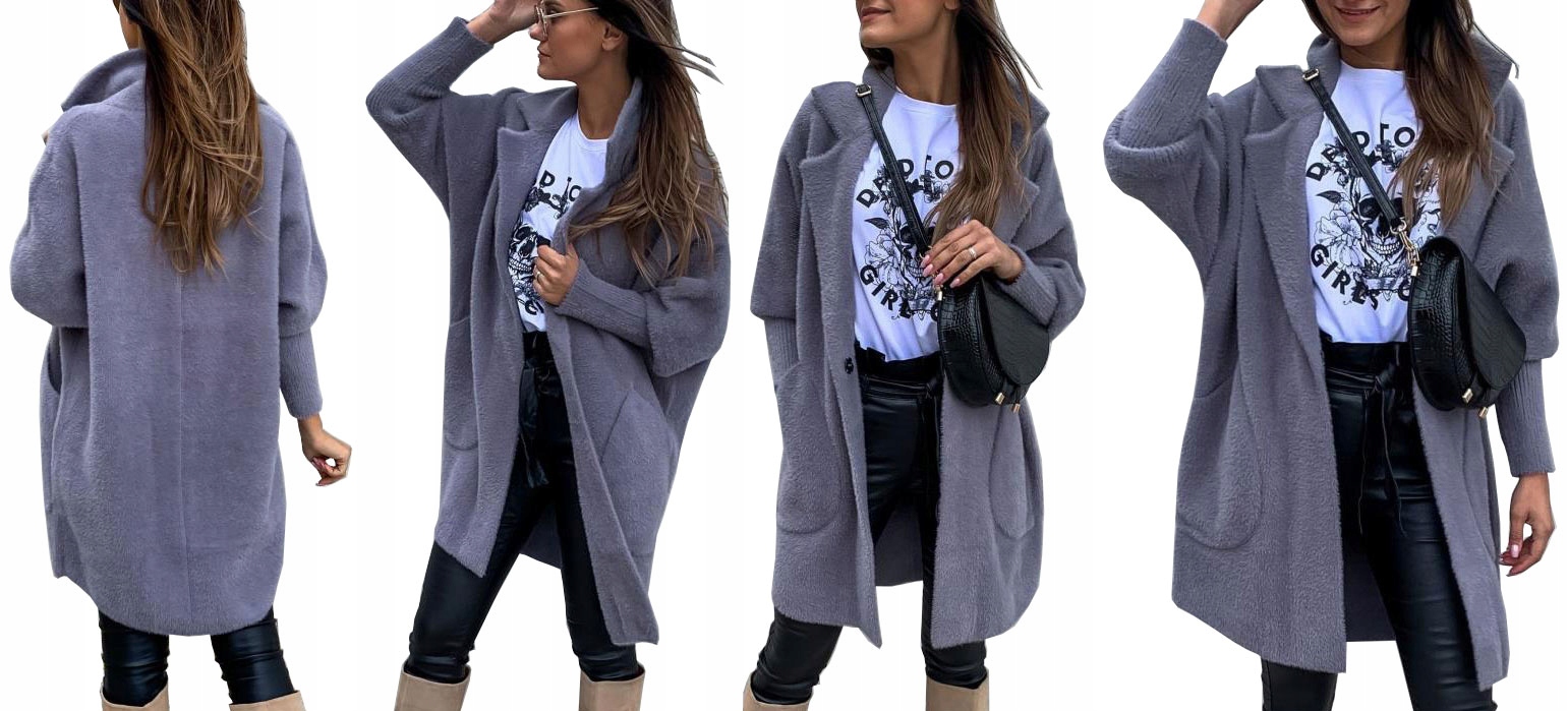 

Płaszcz Alpaka Długi Płaszczyk Wełna Kurtka S