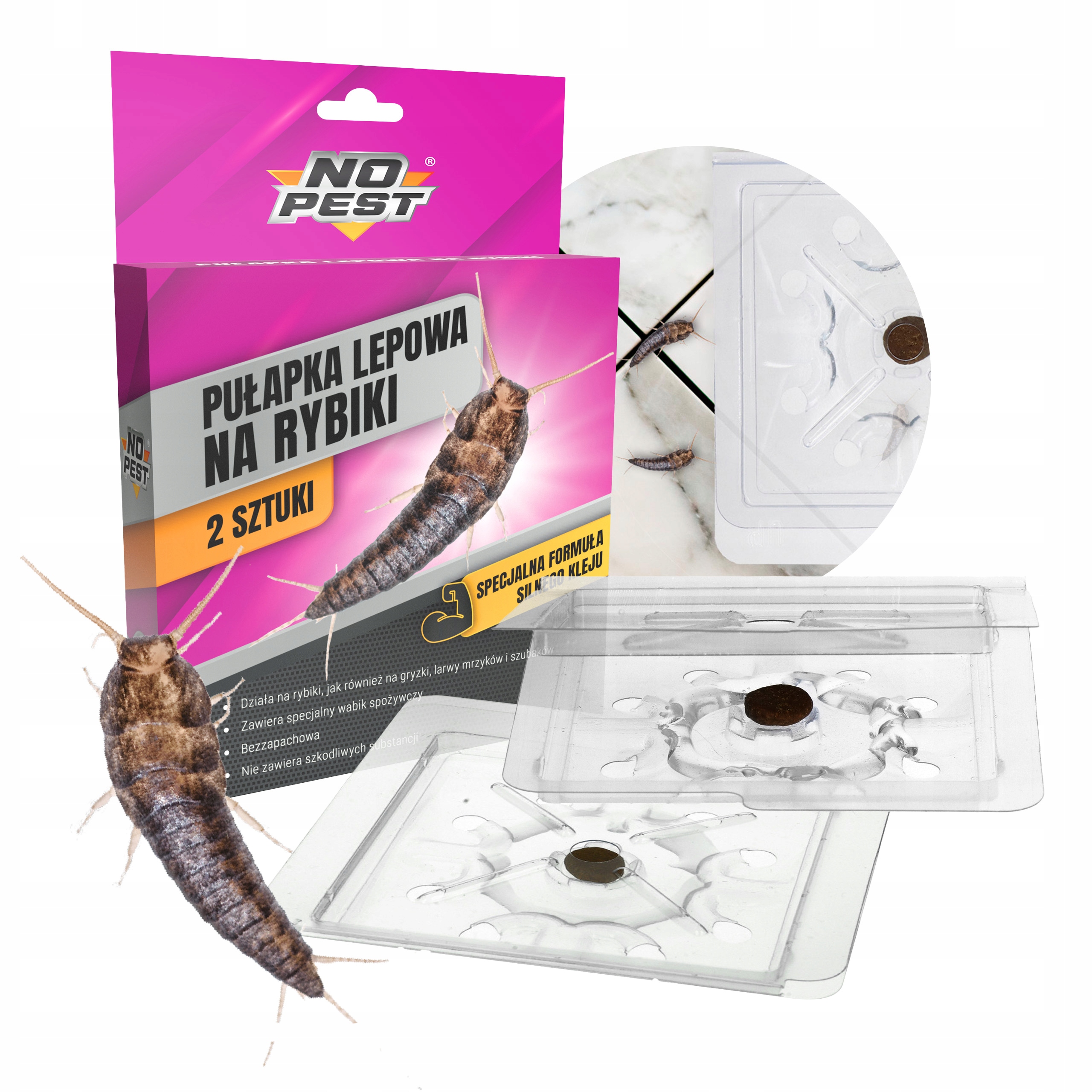 PUŁAPKA LEPOWA LEP NA RYBIKI CUKROWE SREBRZYKI PLUSKWY NO PEST (2 SZT)