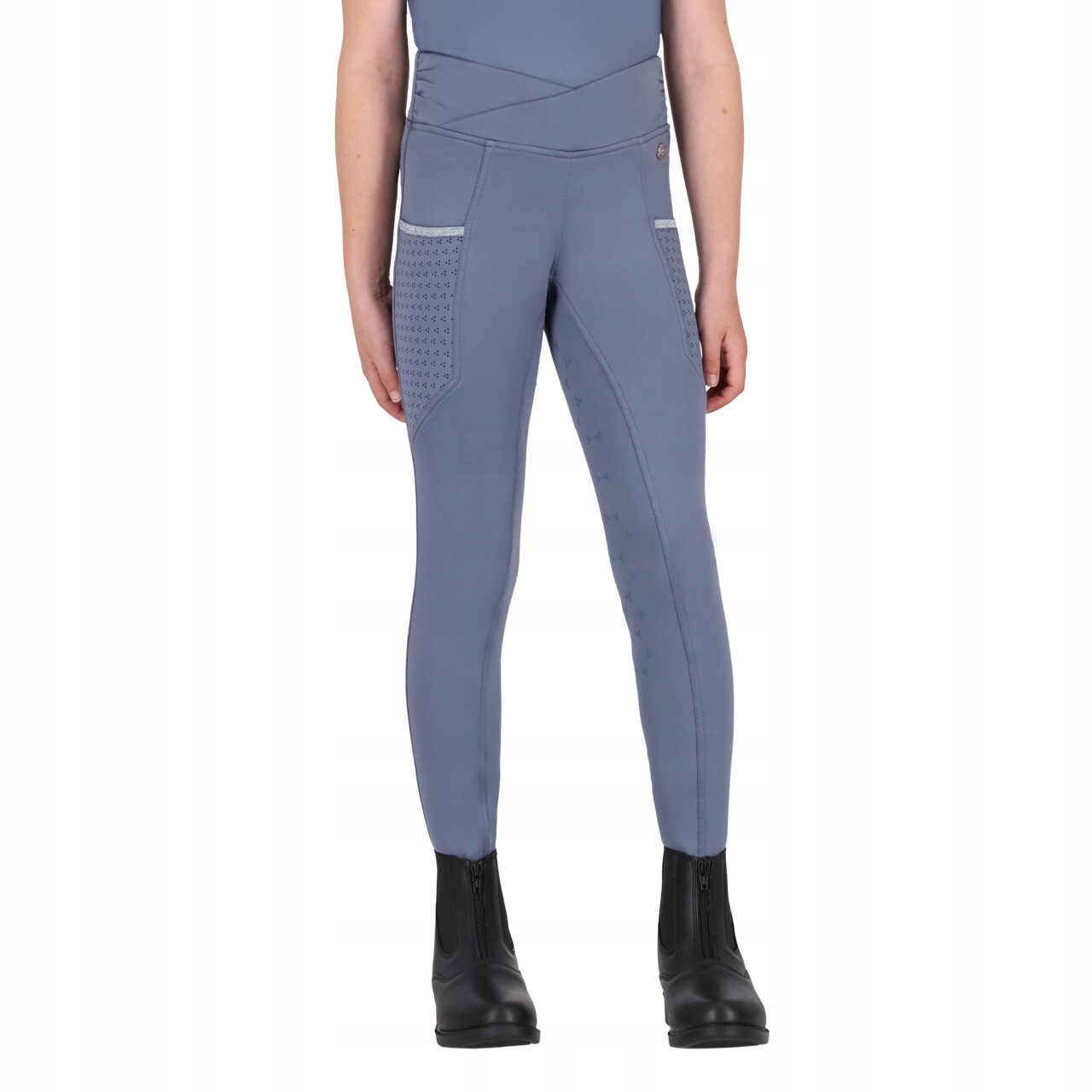 Legginsy jeździeckie Qhp Aubree 26SS młodzieżowe niebieski 176