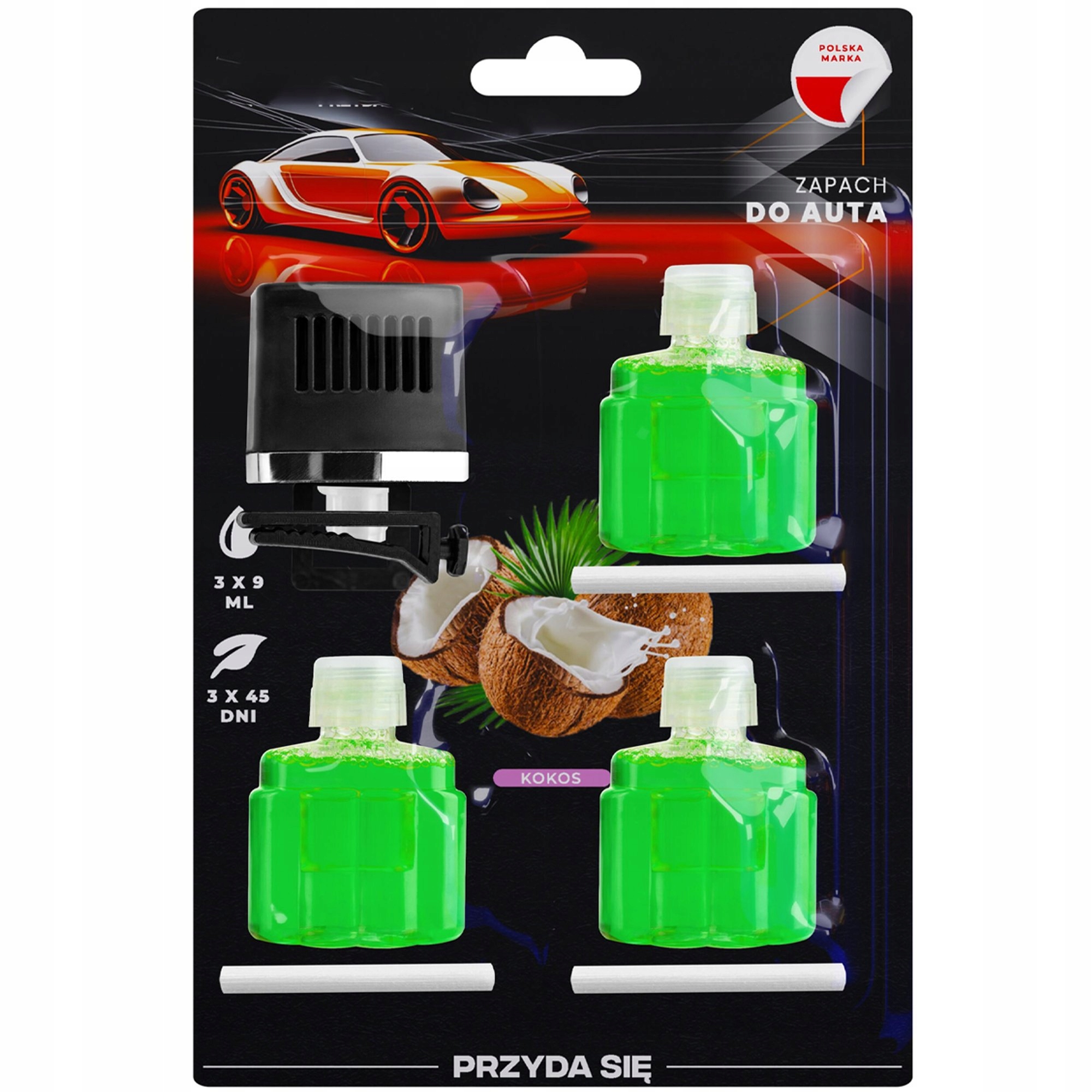 ODŚWIEŻACZ SAMOCHODOWY ZAPACH DO SAMOCHODU 3 WKŁADY DO KRATKI Rodzaj do kratki nawiewu