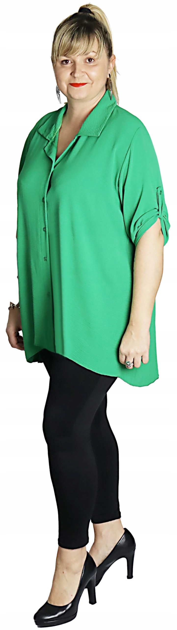 KOSZULA Z PLISOWANYM TYŁEM kolor ZIELONY roz.54 Rozmiar 54